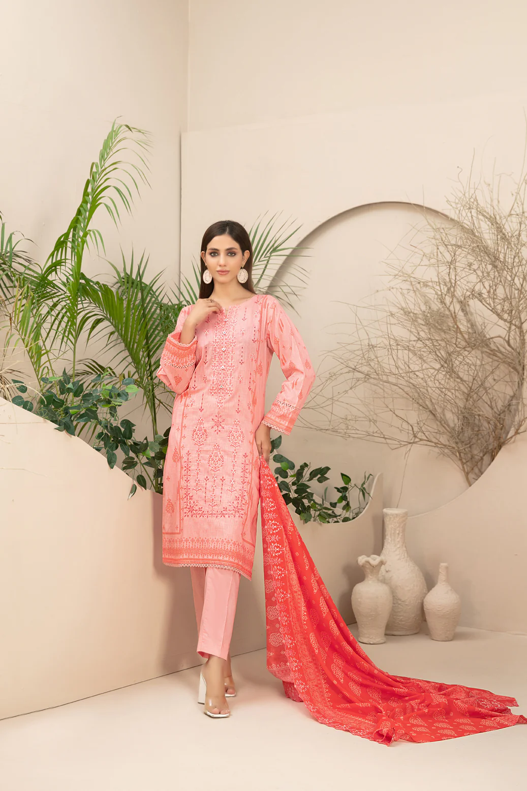 Anuza 3pcs Stitched Emb Printed Lawn[D-3282]