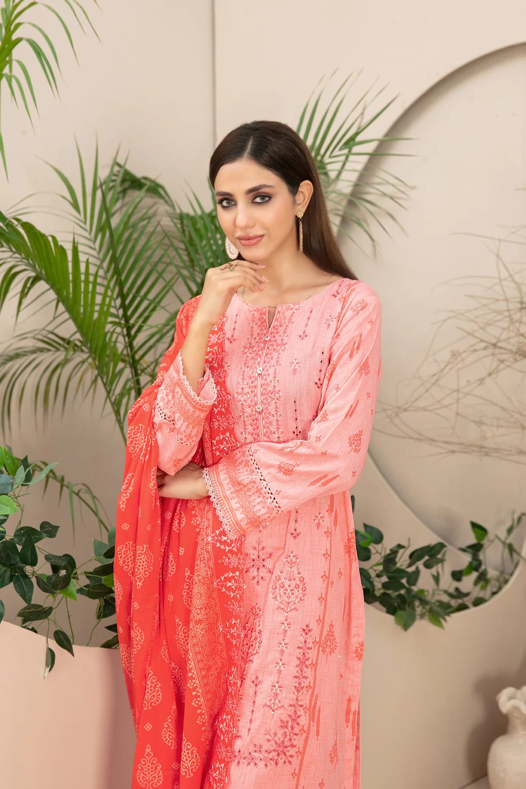 Anuza 3pcs Stitched Emb Printed Lawn[D-3282] - Image 3