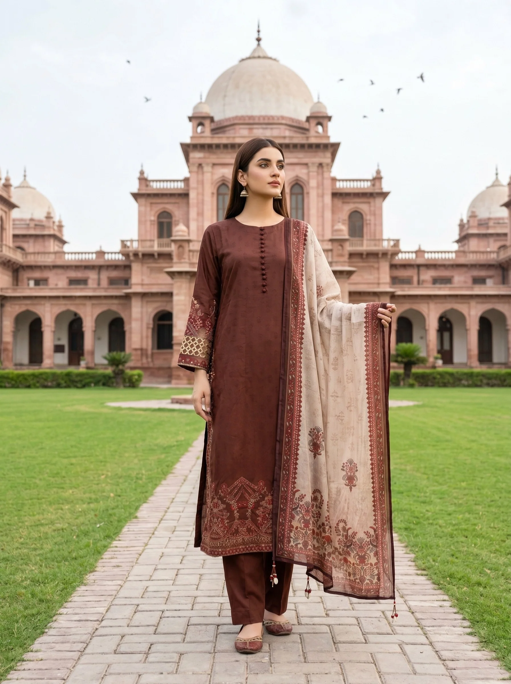 Noorza 3pcs Stitched Emb Cotton Jacquard [D-3325]