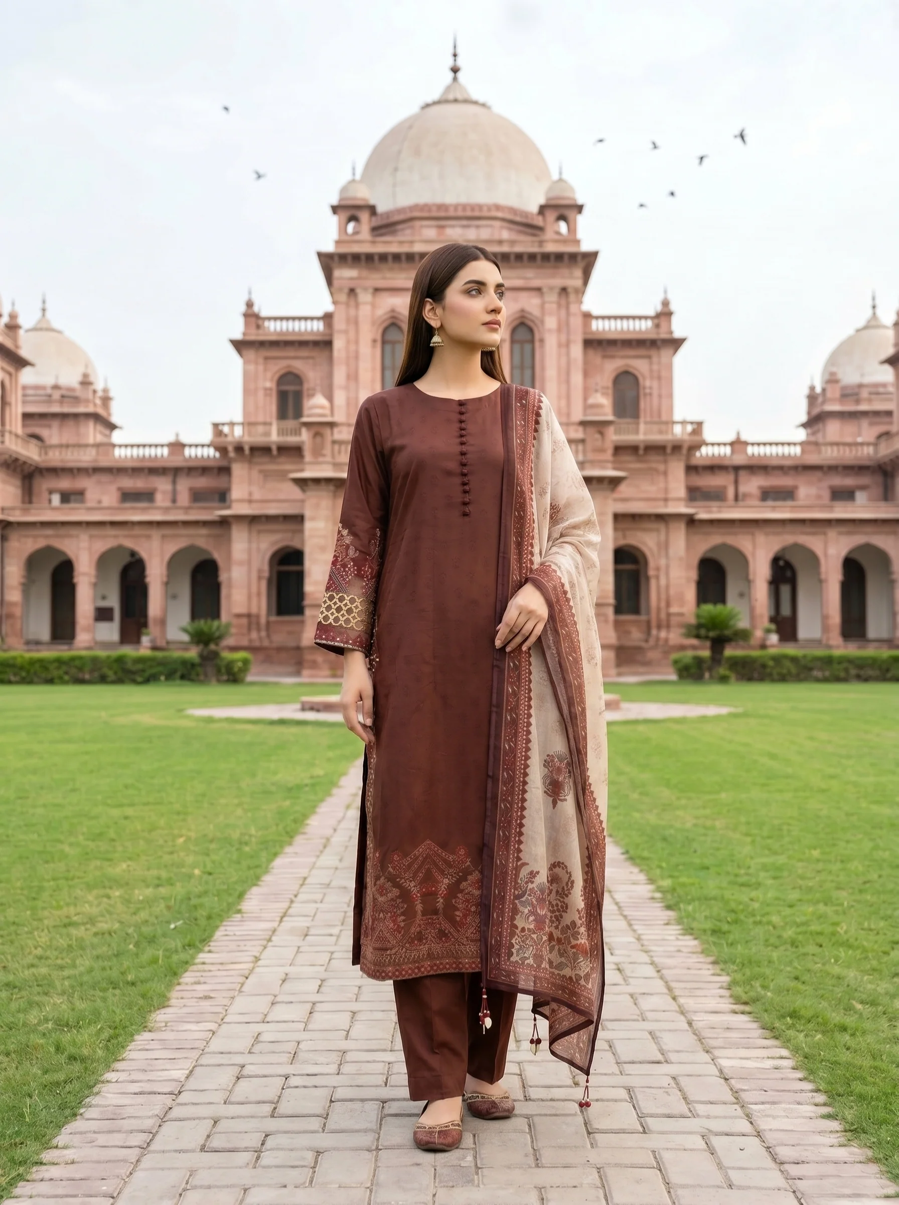 Noorza 3pcs Stitched Emb Cotton Jacquard [D-3325] - Image 2