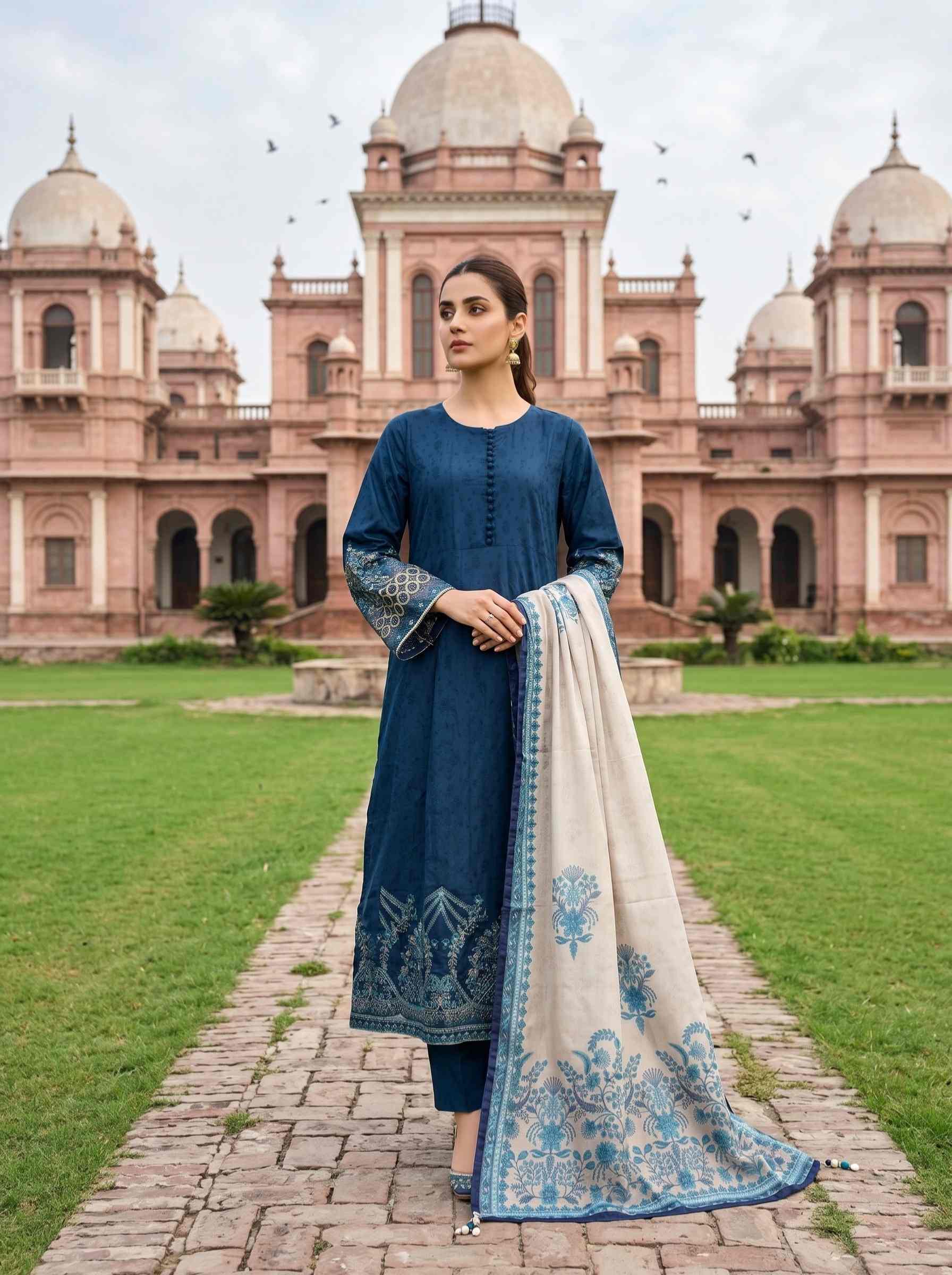 Noorza 3pcs Stitched Emb Cotton Jacquard [D-3329]