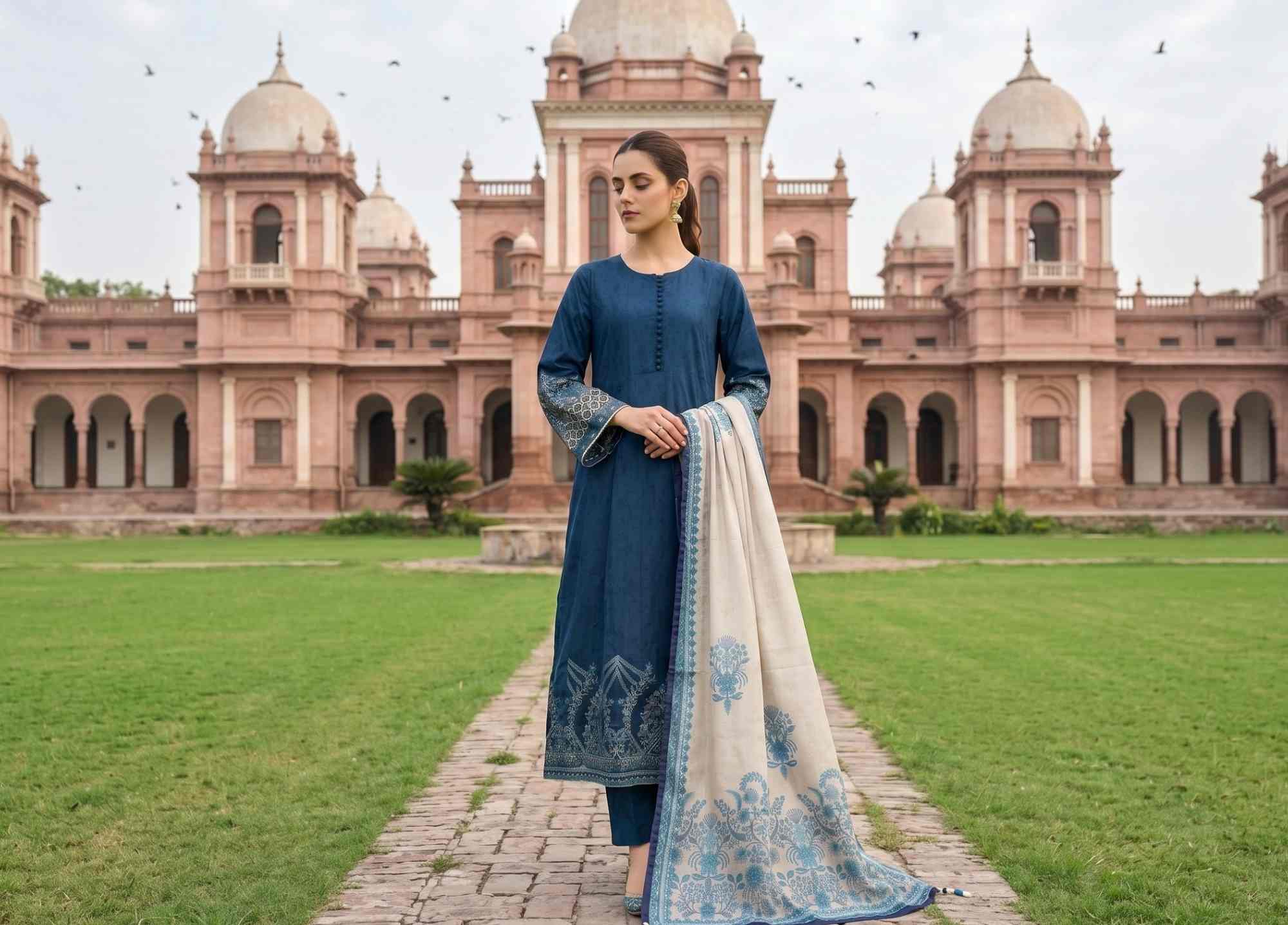 Noorza 3pcs Stitched Emb Cotton Jacquard [D-3329] - Image 3