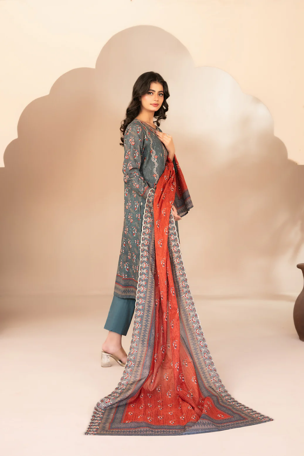Ohana 3pcs Un-Stitched Emb Printed Lawn [D-3361] - Image 2
