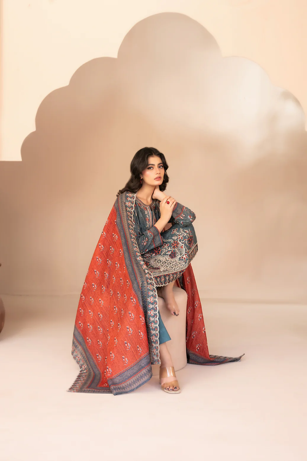 Ohana 3pcs Un-Stitched Emb Printed Lawn [D-3361] - Image 3