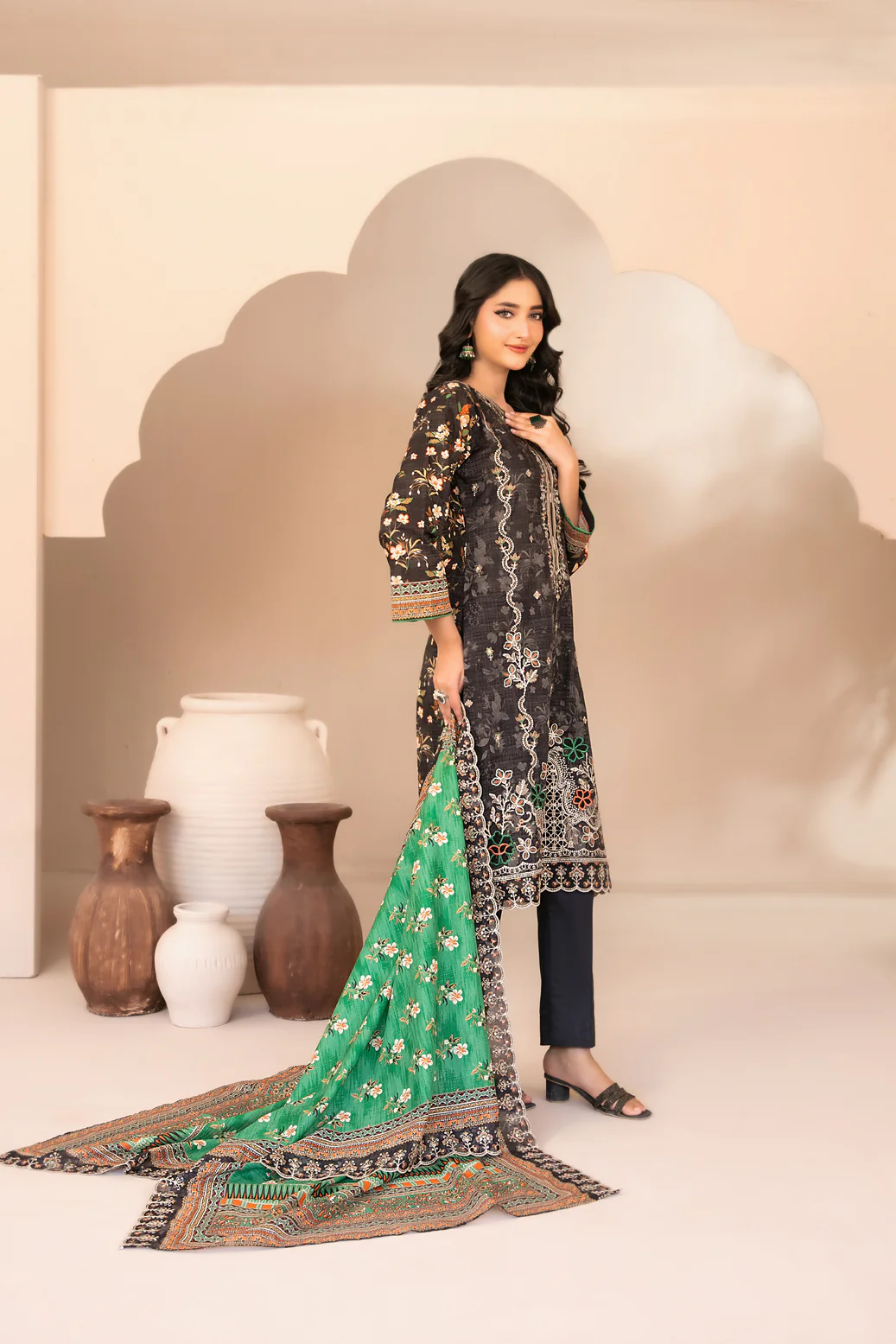 Ohana 3pcs Un-Stitched Emb Printed Lawn [D-3365] - Image 2
