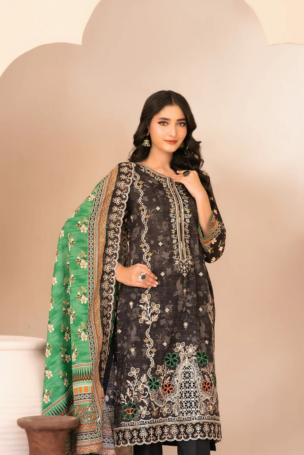 Ohana 3pcs Un-Stitched Emb Printed Lawn [D-3365] - Image 3