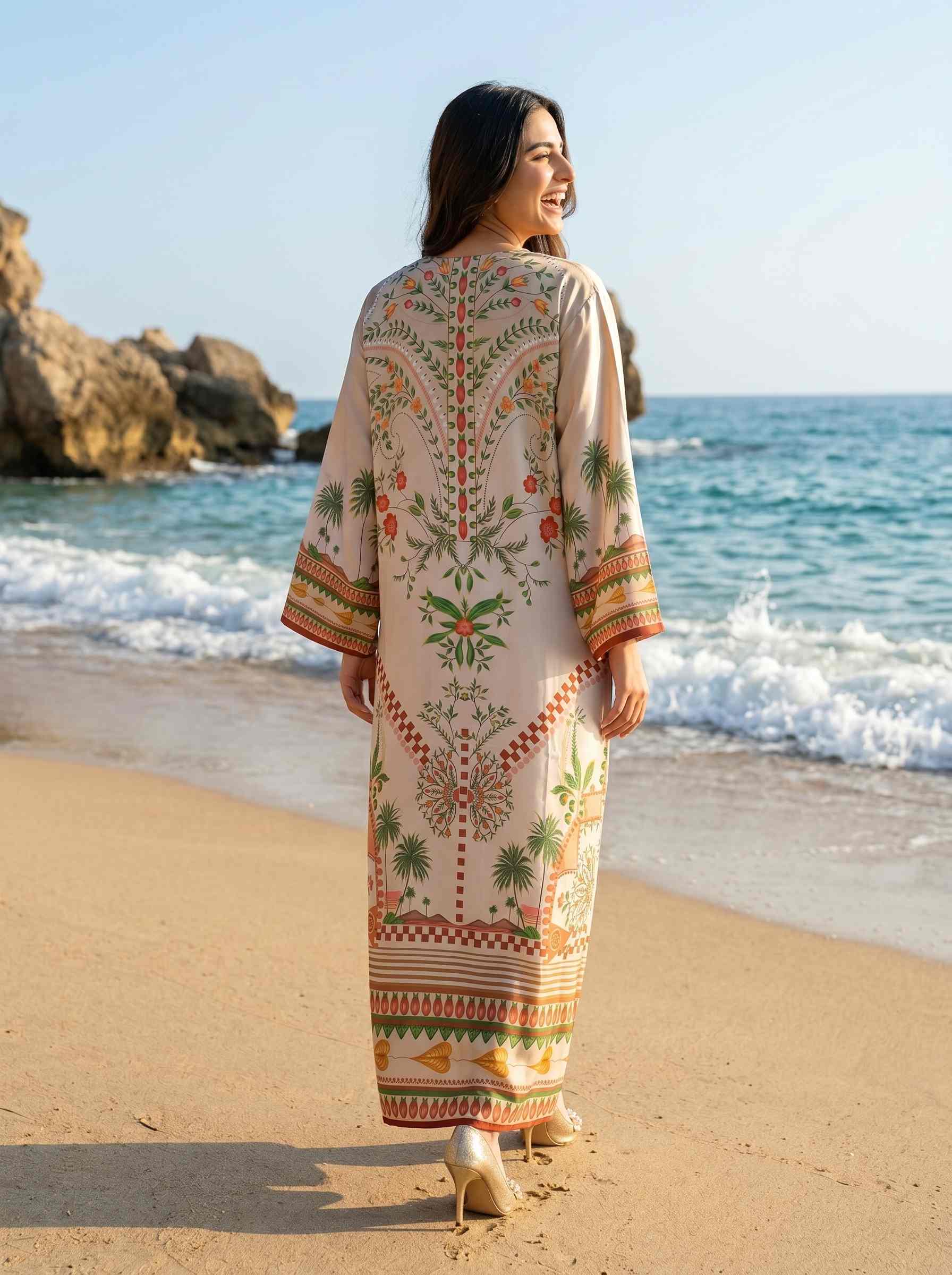 Noirea 1pcs Stitched Printed Swiss Kaftan [D- 3384] - Image 2