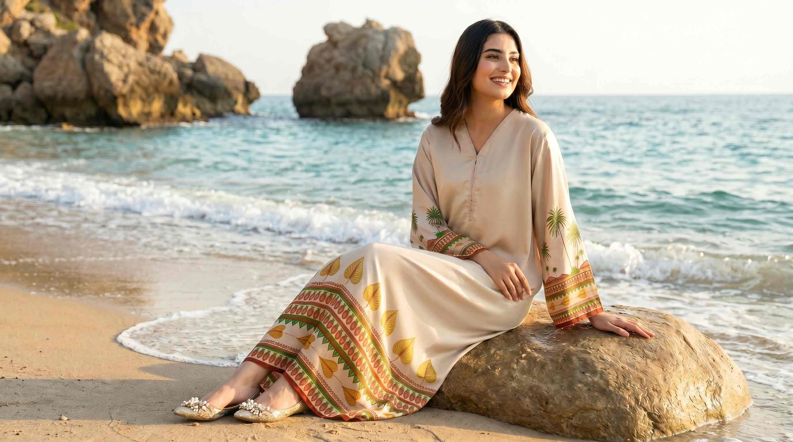Noirea 1pcs Stitched Printed Swiss Kaftan [D- 3384] - Image 3