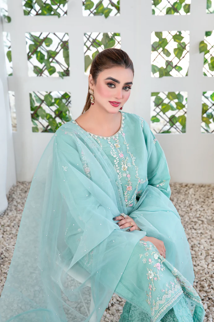 Manha 3pcs Stitched Luxury Emb Organza [D-3404] - Image 3