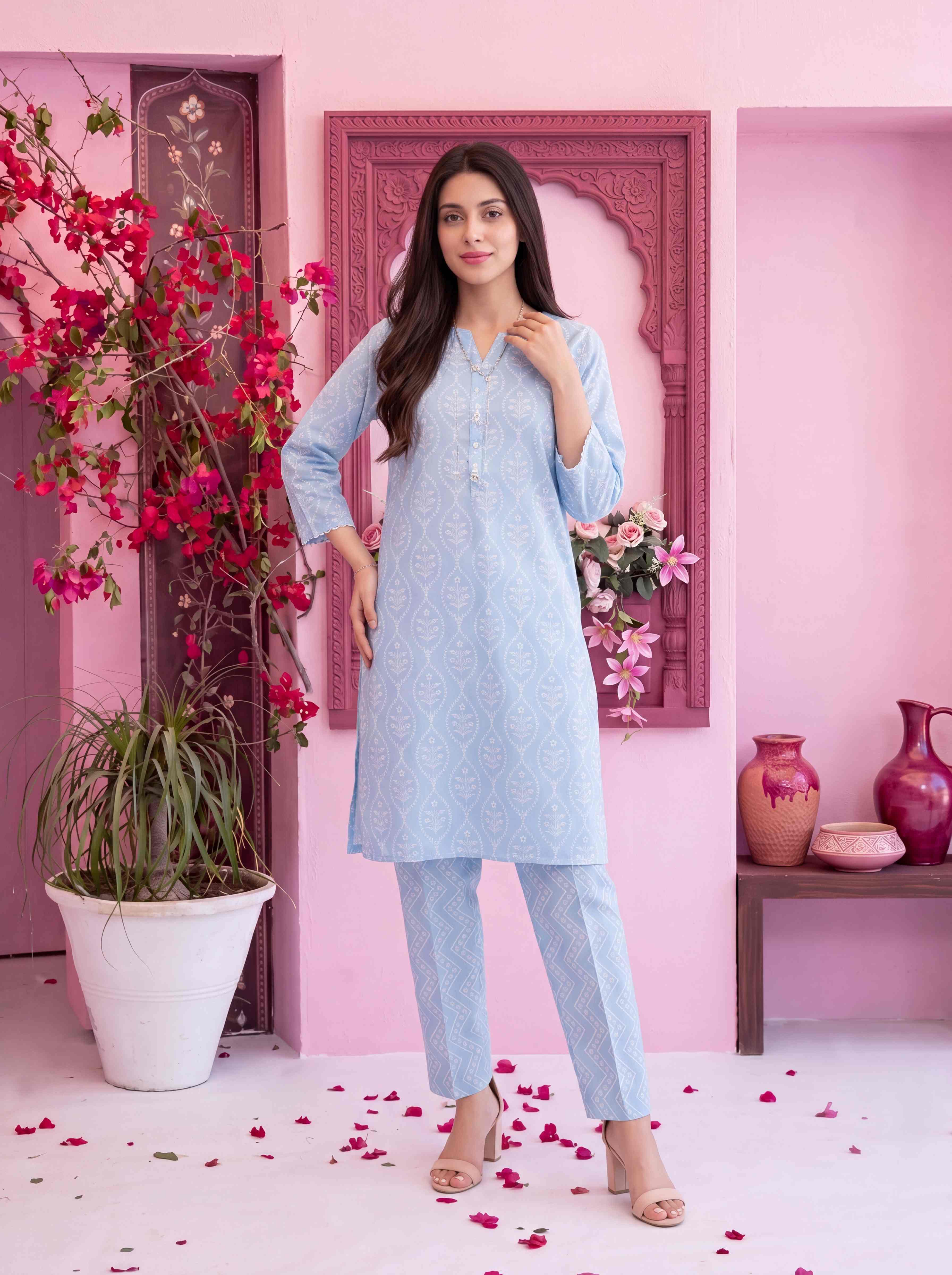 Elif 2pcs Stitched Printed Swiss lawn [D-3481]