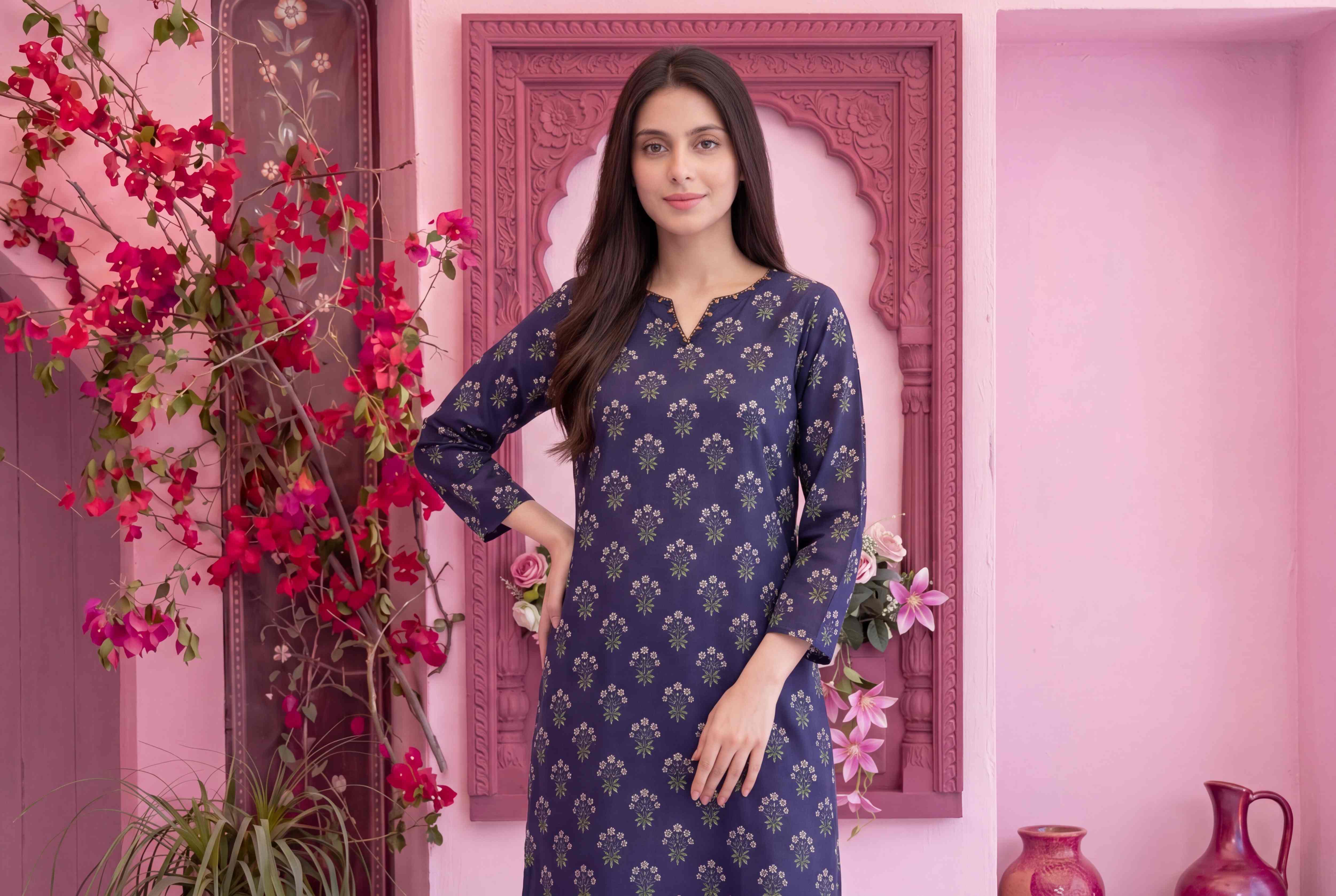 Elif 2pcs Stitched Printed Swiss lawn [D-3491] - Image 3