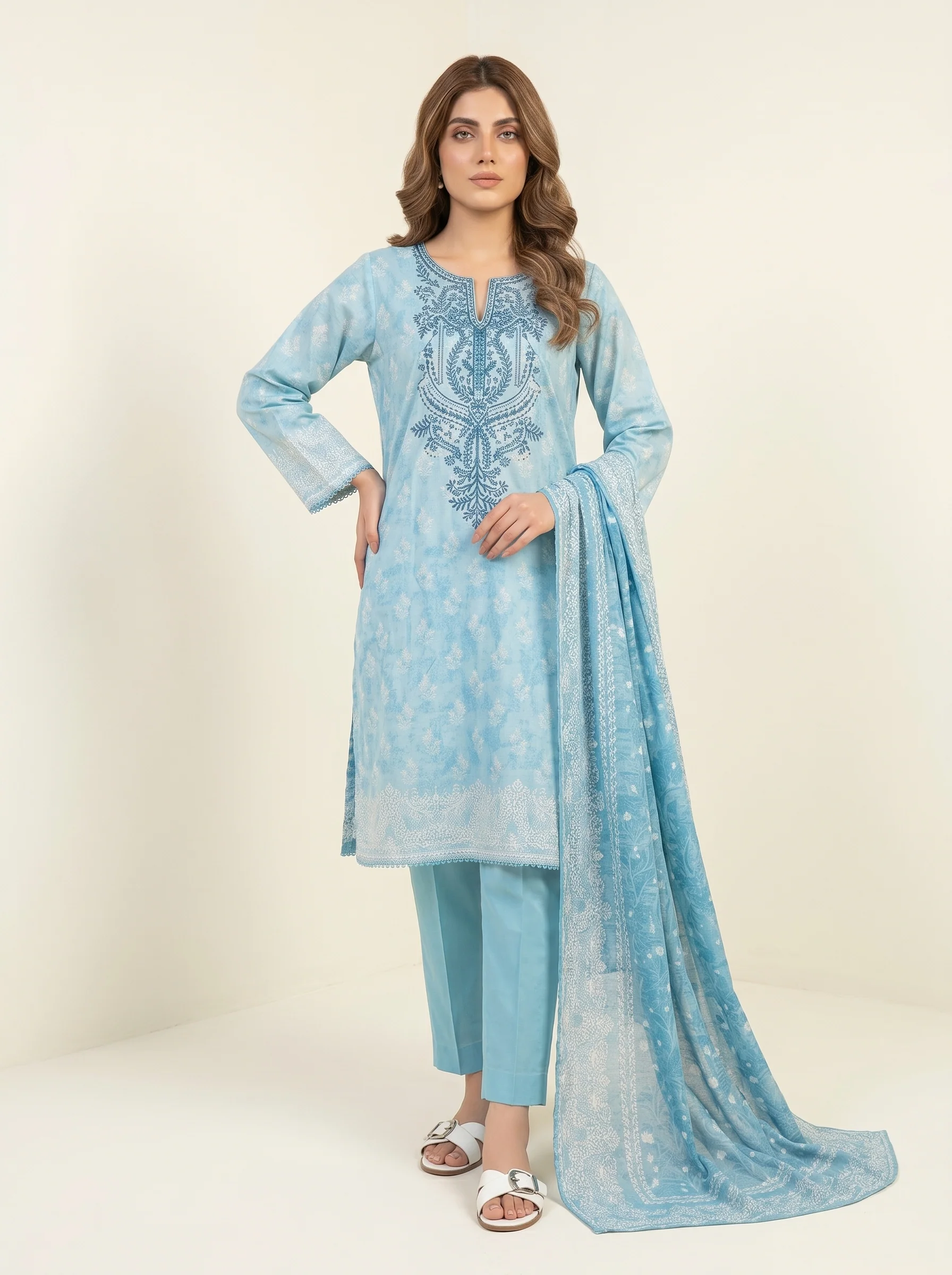 Elin 3pcs Stitched Emb Printed Lawn [D-3515]