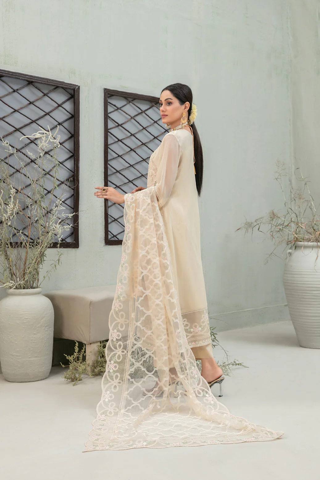 Tulin 3Pcs Semi-Stitched Fancy Chiffon [D-3660] - Image 2