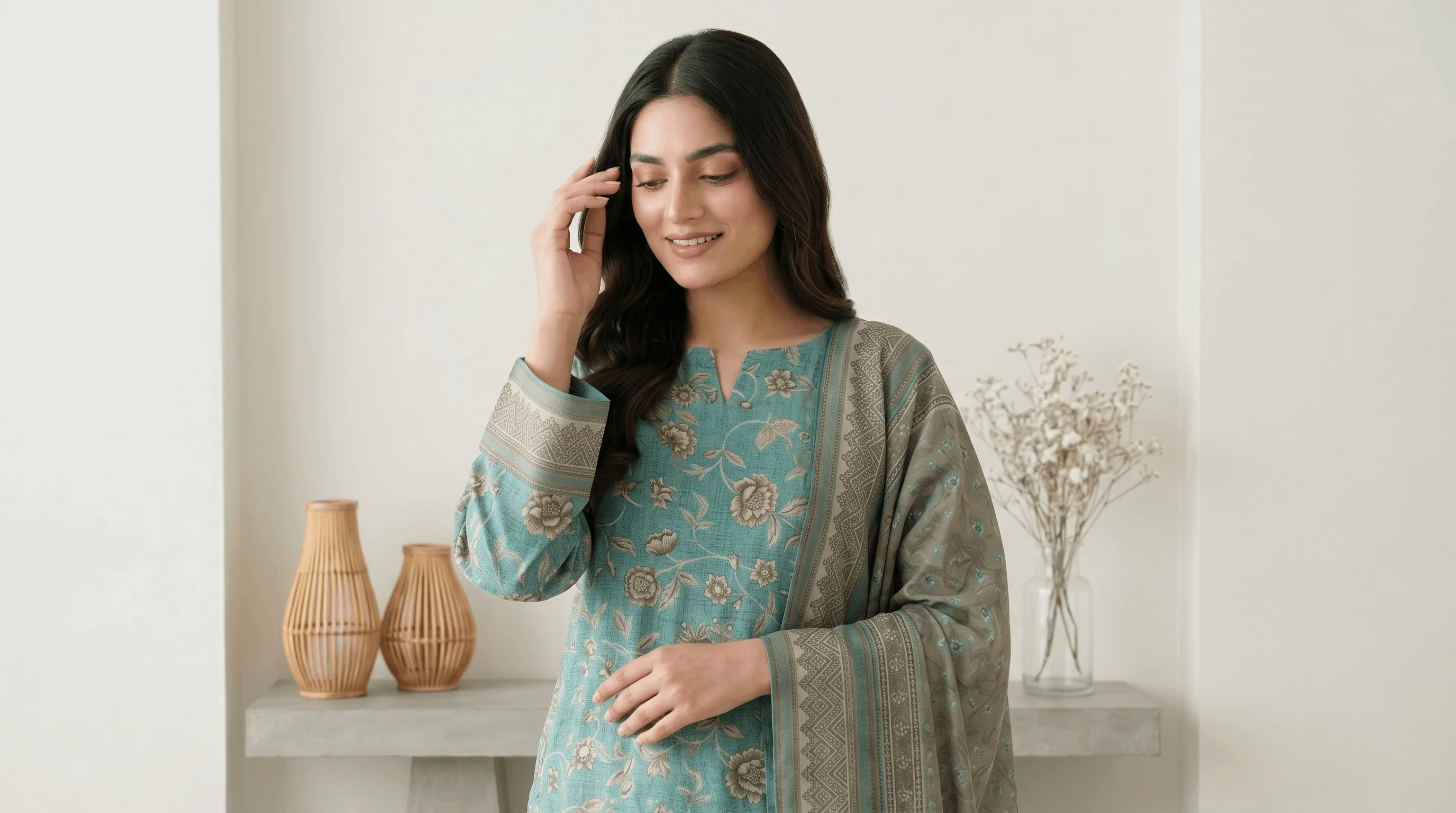 Evana 3pcs Stitched Printed Lawn [D-3690] - Image 3