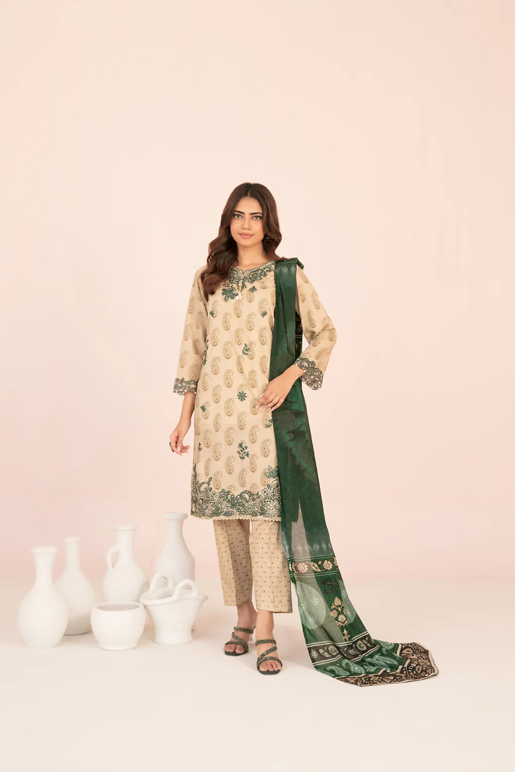 Kisra 3pcs Stitched Emb Printed Lawn [D-3706]