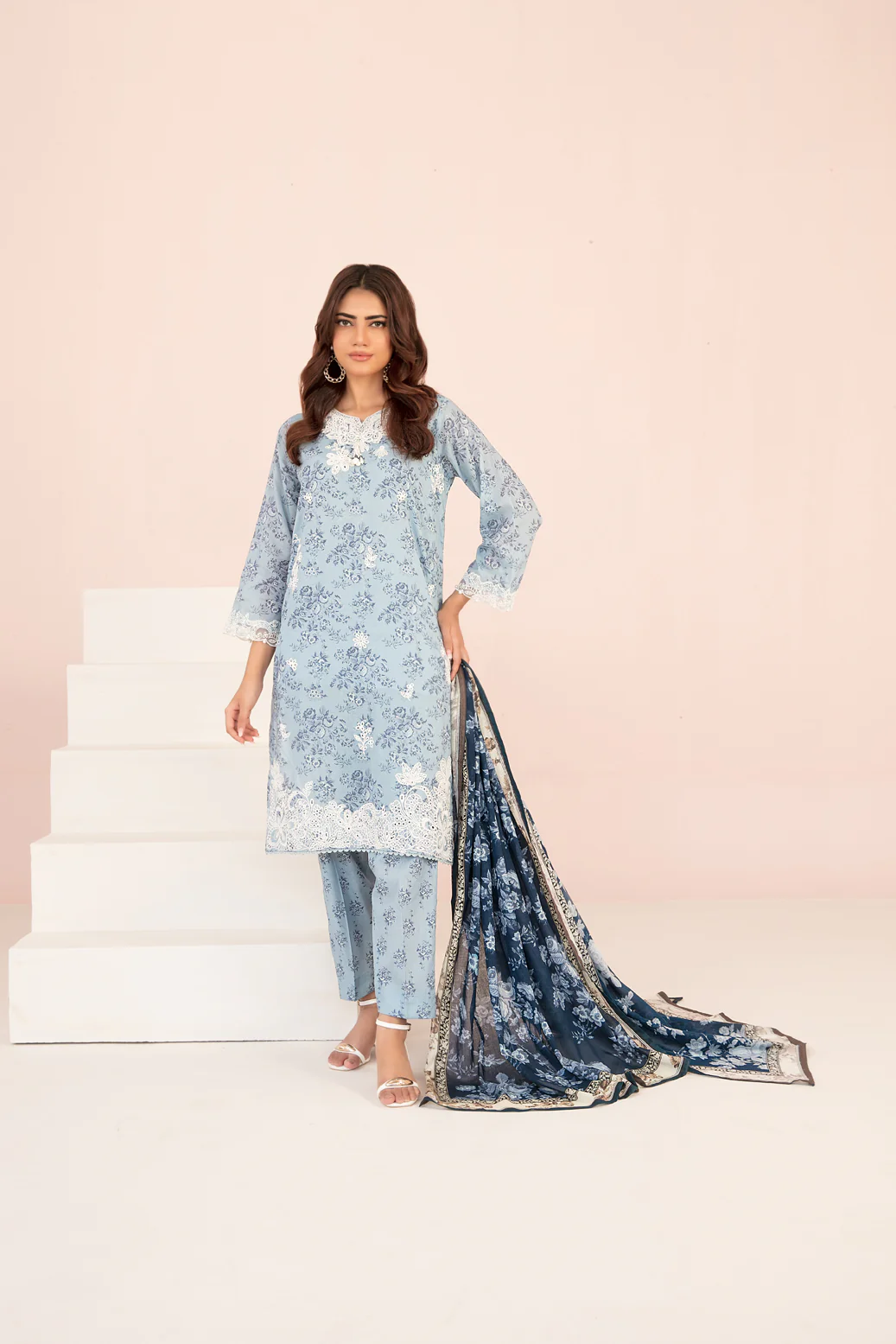 Kisra 3pcs Stitched Emb Printed Lawn [D-3713]