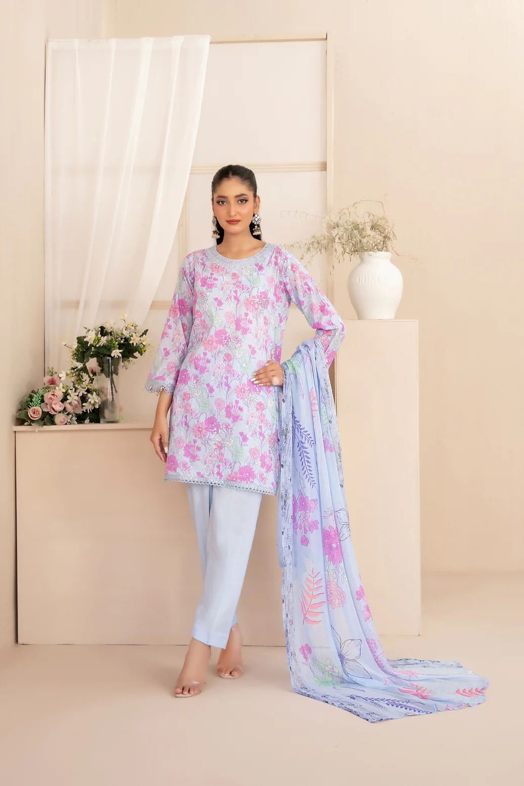 Sheen Vol-2 Stitched Emb Printed Lawn [D-3788]