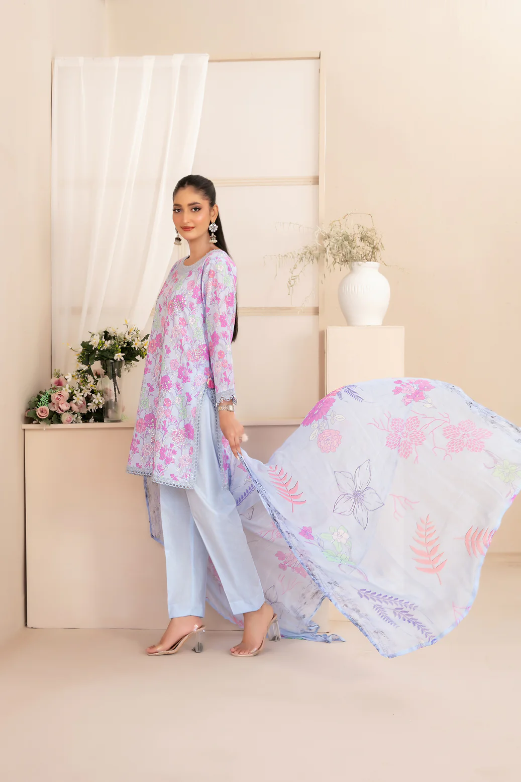 Sheen Vol-2 Stitched Emb Printed Lawn [D-3788] - Image 2