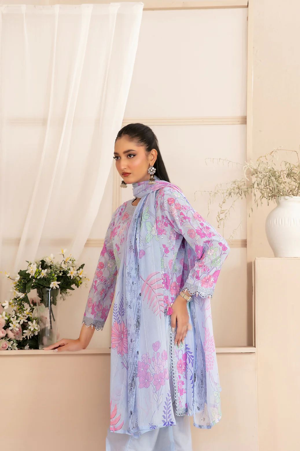 Sheen Vol-2 Stitched Emb Printed Lawn [D-3788] - Image 3