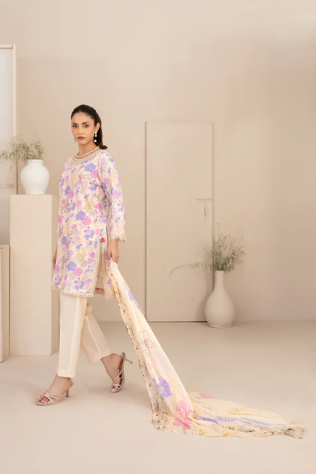 Sheen Vol-1 Stitched Emb Printed Lawn [D-3789] - Image 3