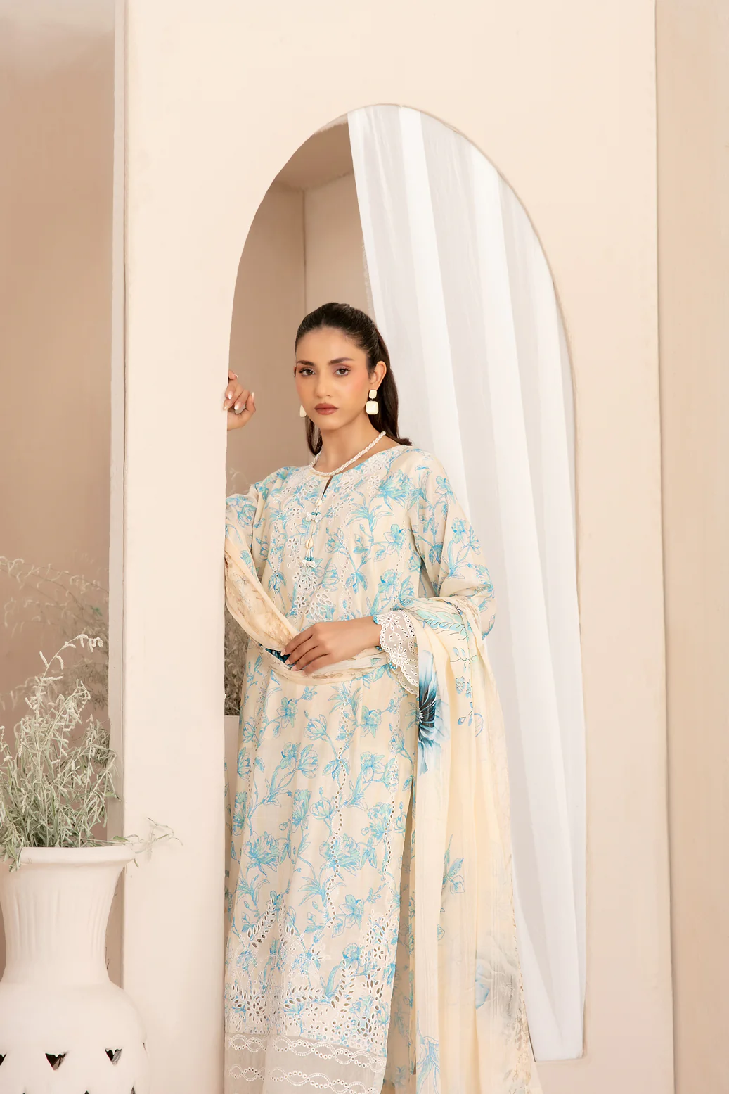 Sheen Vol-1 Stitched Emb Printed Lawn [D-3790] - Image 3