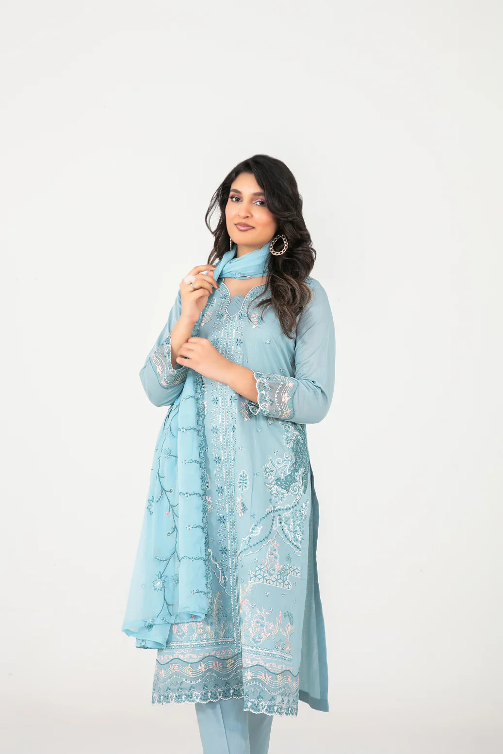 Rubai 3pcs Un-Stitched Emb Slub Lawn [D-3827] - Image 3