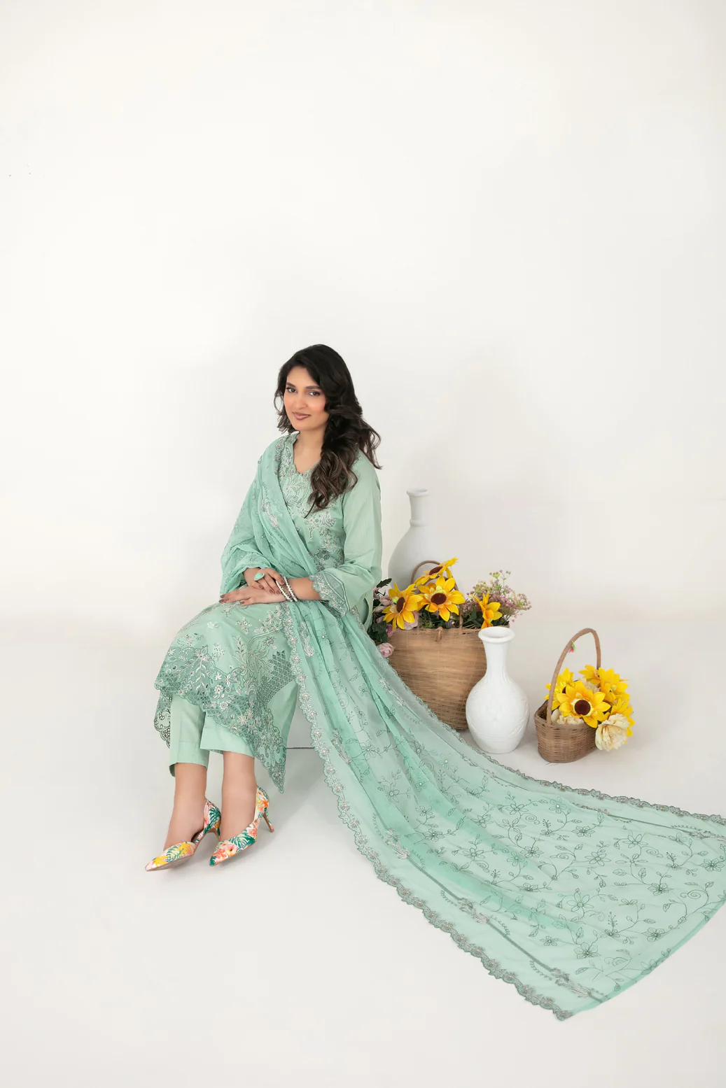 Rubai 3pcs Un-Stitched Emb Slub Lawn [D-3828] - Image 3