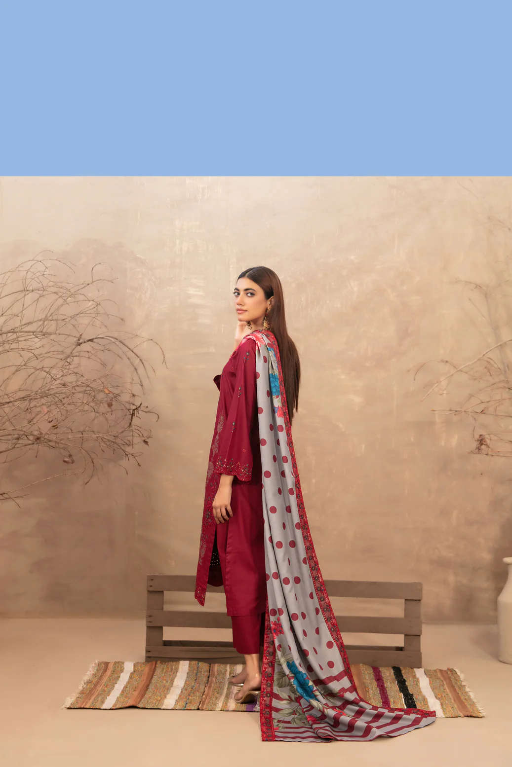 Gulizar 3pcs Semi-Stitched Emb Staple [D-3838] - Image 2