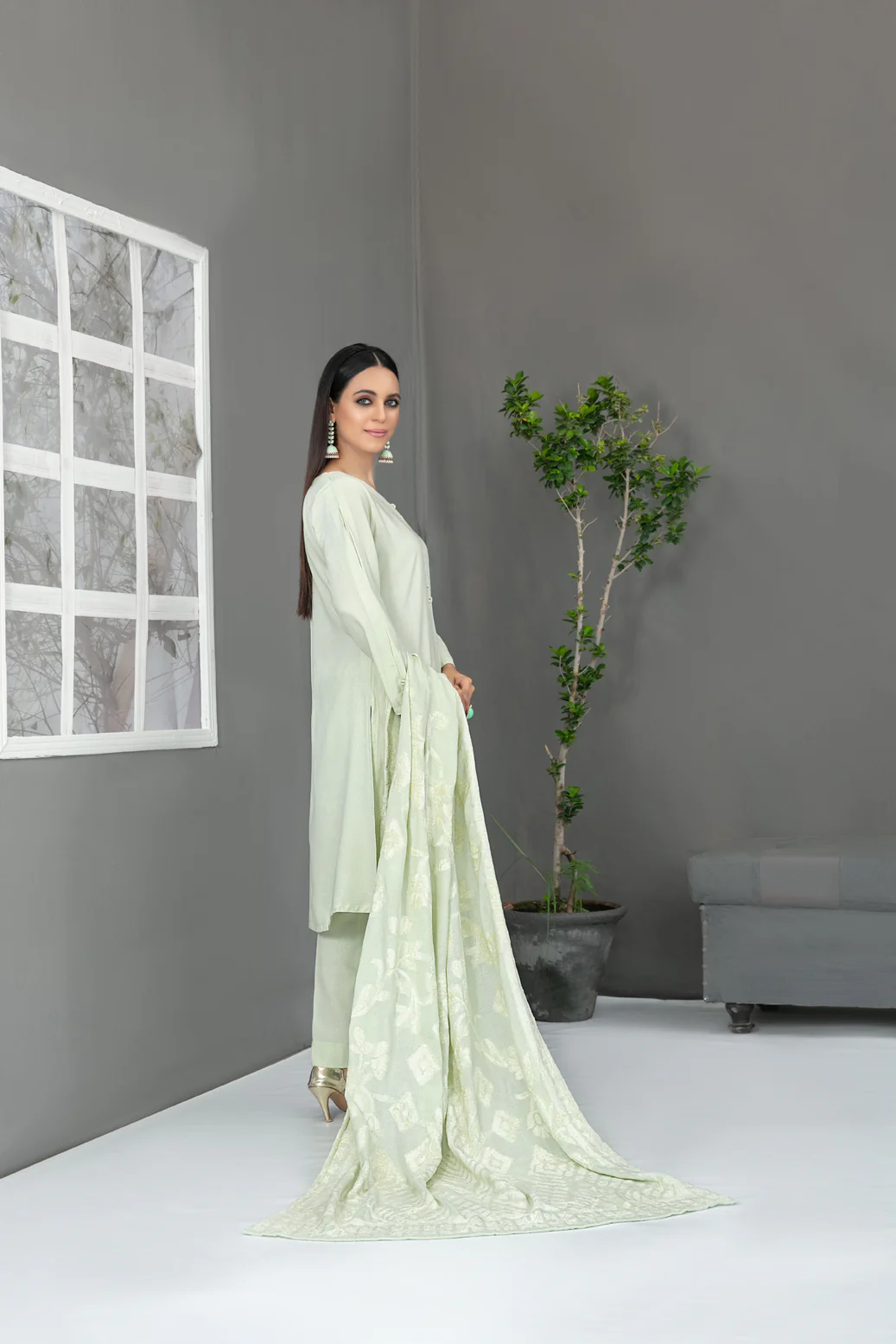Eladari 3pcs Stitched Exclusive Solid Leather Peach [D-3854] - Image 2
