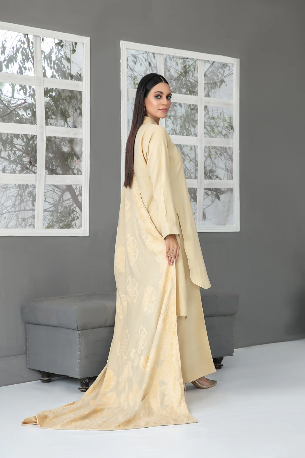 Eladari 3pcs Stitched Exclusive Solid Leather Peach [D-3856] - Image 2