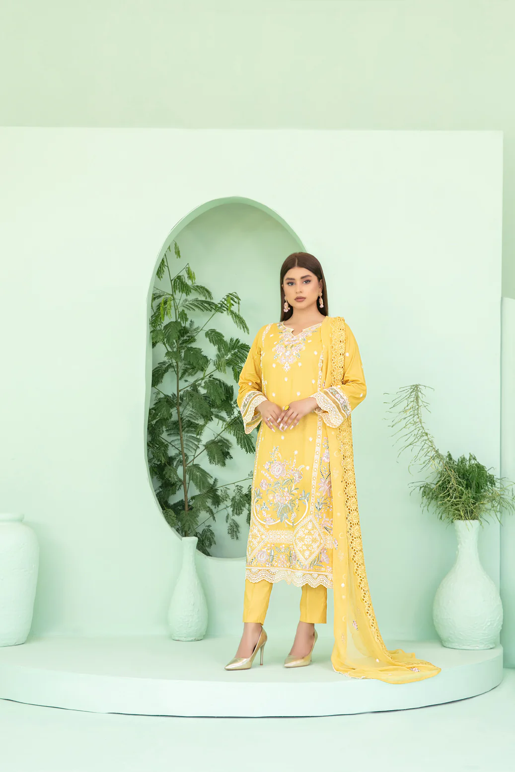 Sihana 3pcs Stitched Embroidered Staple [D-3912]