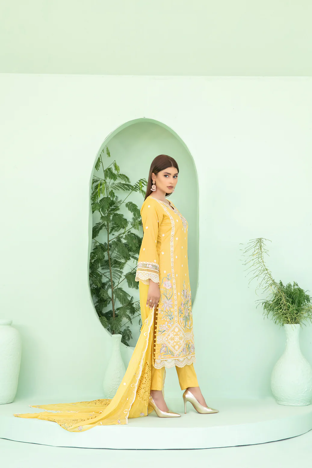 Sihana 3pcs Stitched Embroidered Staple [D-3912] - Image 2