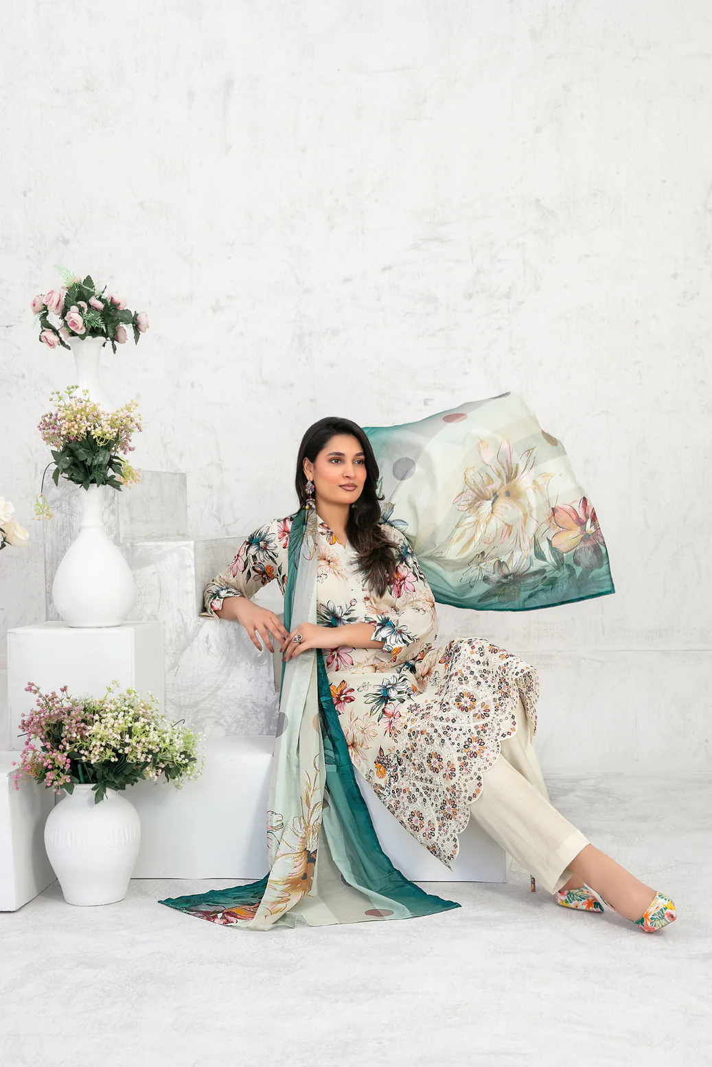 Ramla 3pcs Un-Stitched Emb Printed Lawn [D-3923] - Image 3