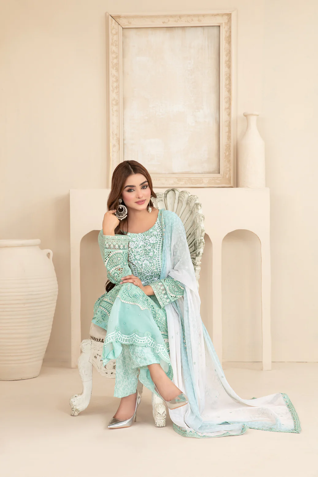 Noelani 3Pcs Semi-Stitched Fancy Chiffon [D-3941] - Image 3