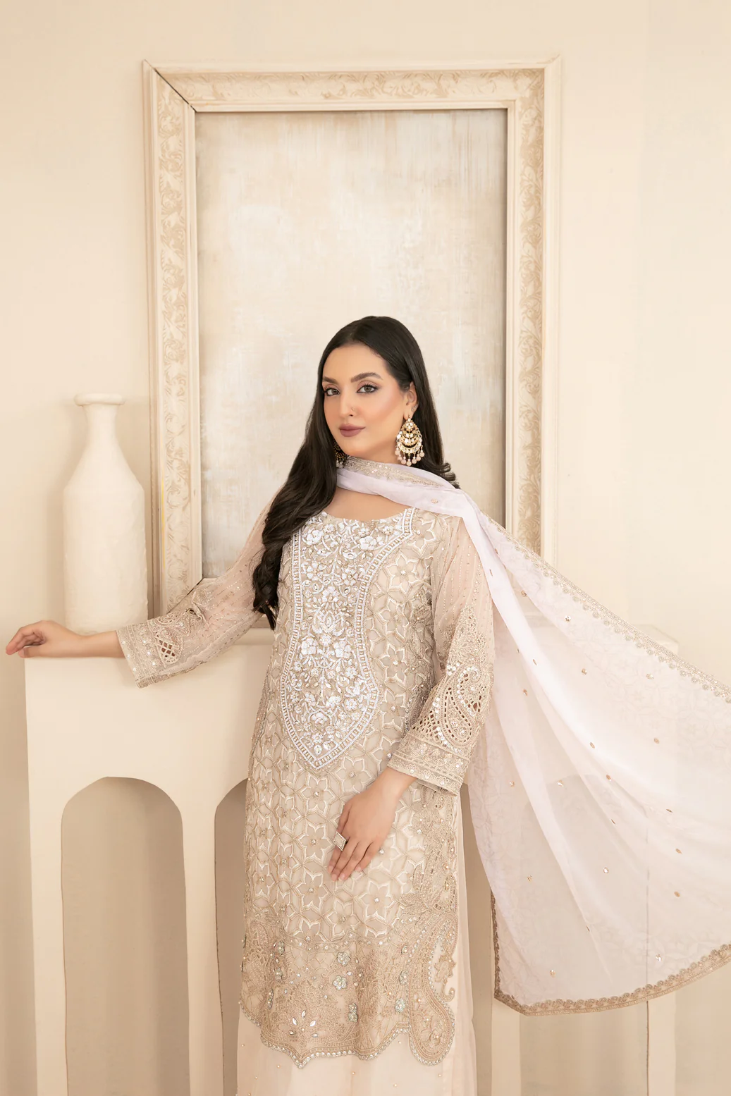 Noelani 3Pcs Semi-Stitched Fancy Chiffon [D-3944] - Image 3