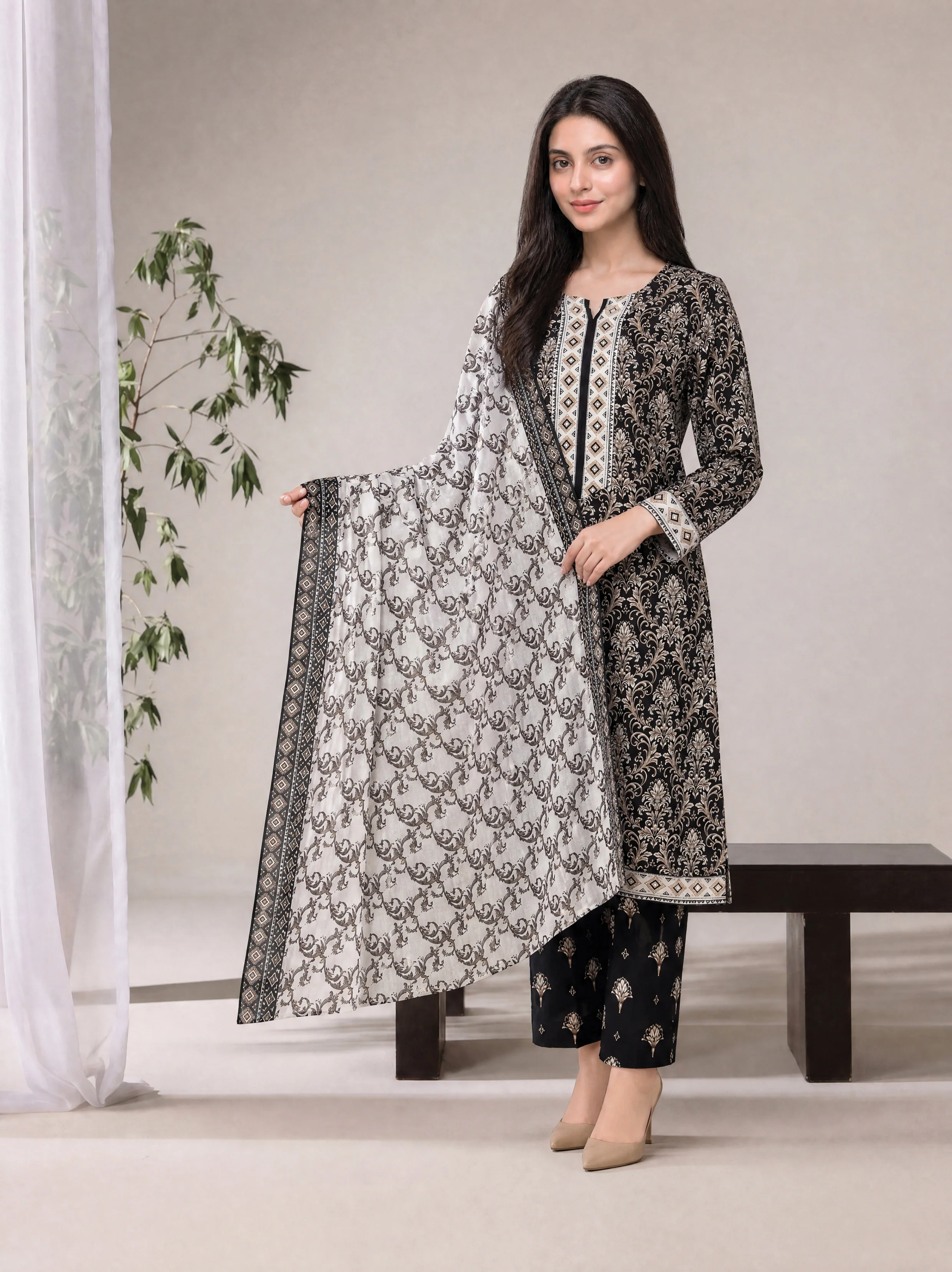 Sefa 3pcs Un-Stitched Printed Lawn [D-4138]