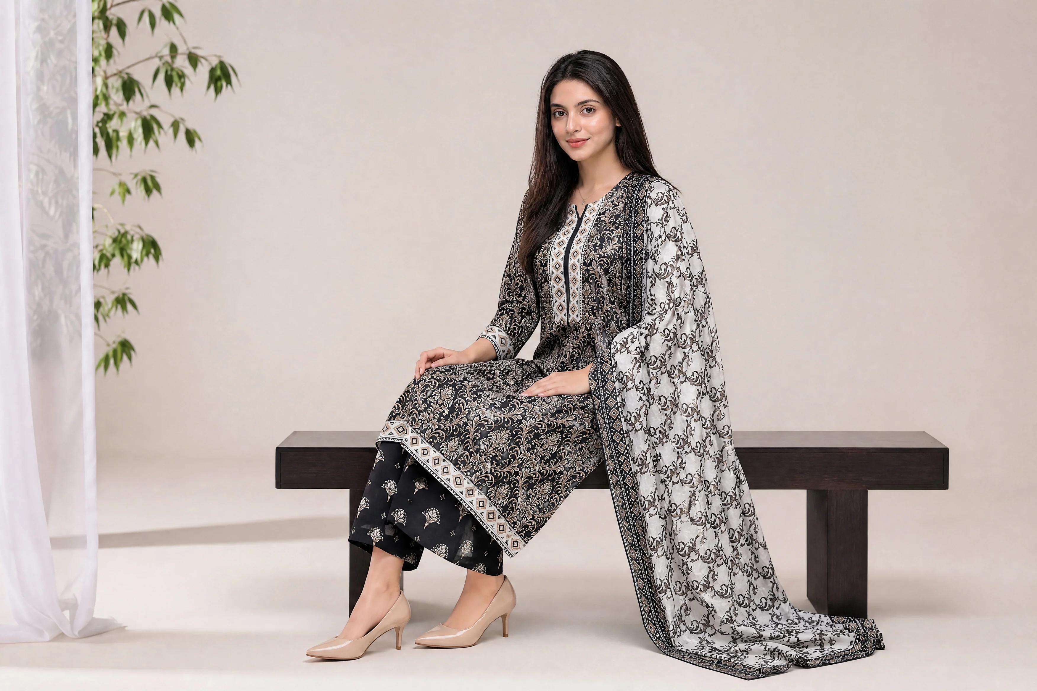 Sefa 3pcs Un-Stitched Printed Lawn [D-4138] - Image 4