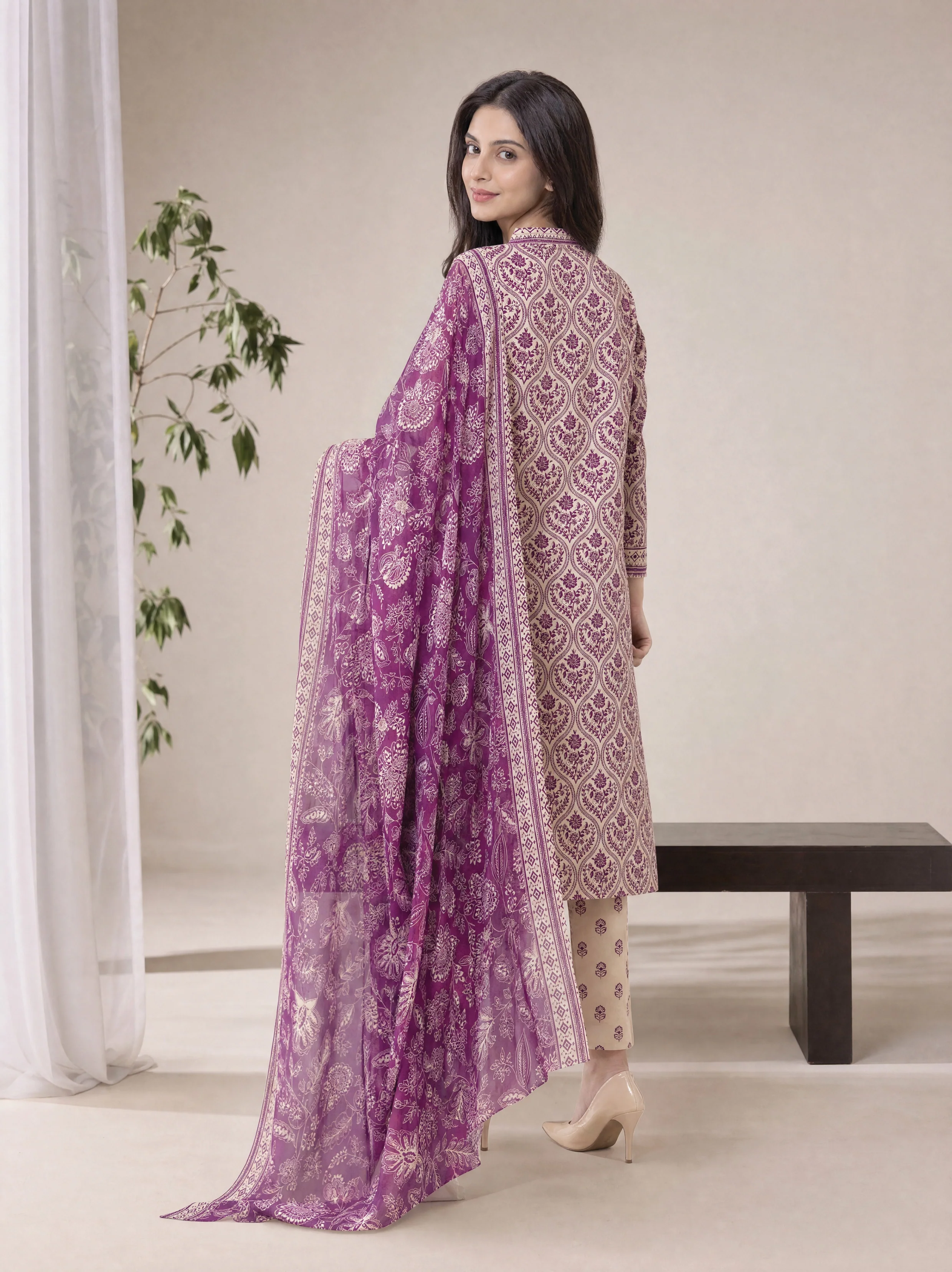 Sefa 3pcs Un-Stitched Printed Lawn [D-4141] - Image 3