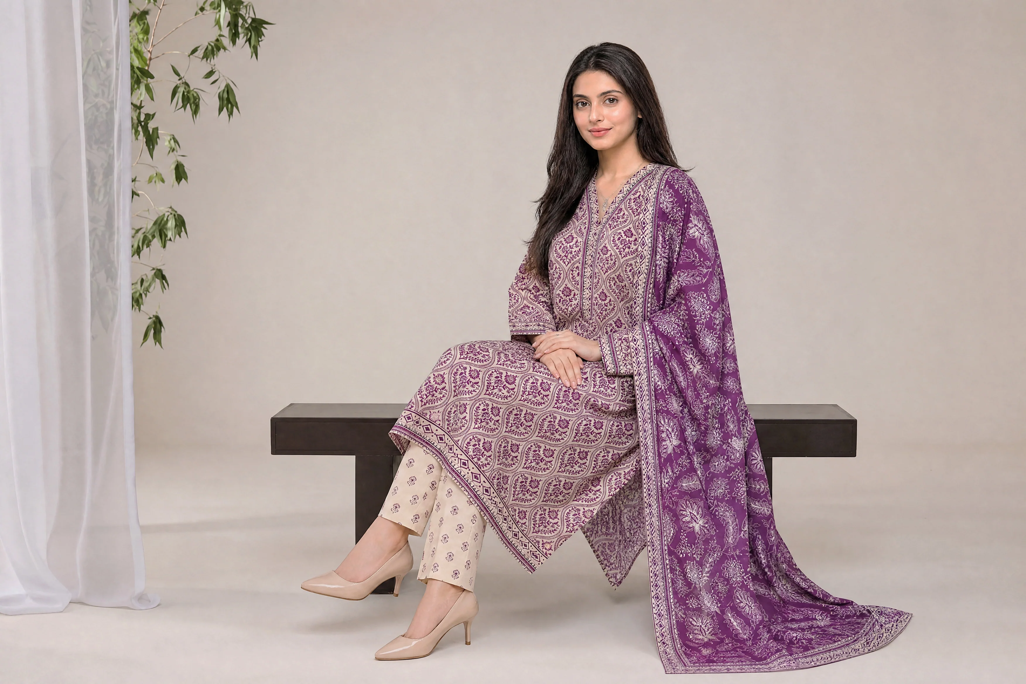 Sefa 3pcs Un-Stitched Printed Lawn [D-4141] - Image 4
