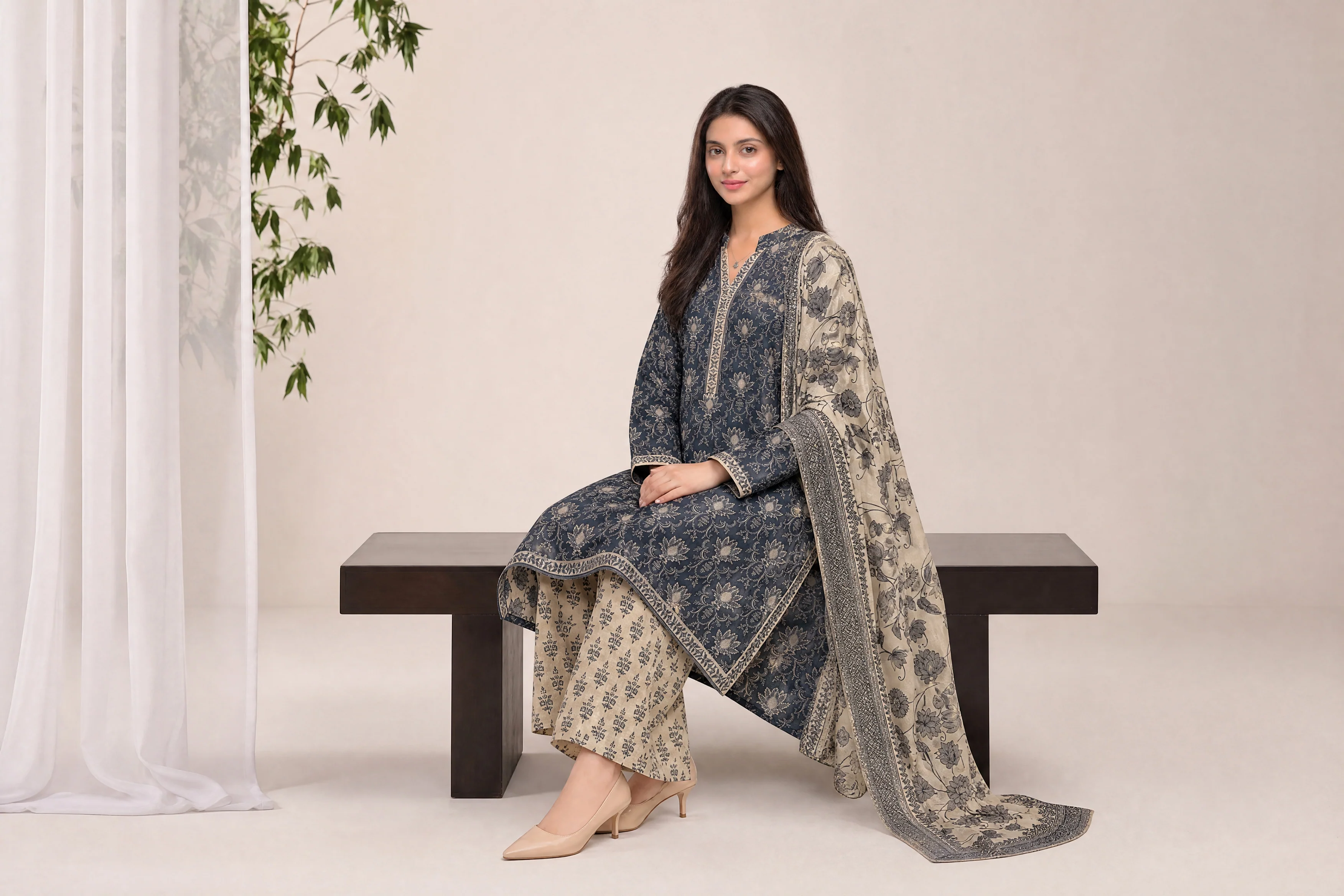 Sefa 3pcs Un-Stitched Printed Lawn [D-4143] - Image 4