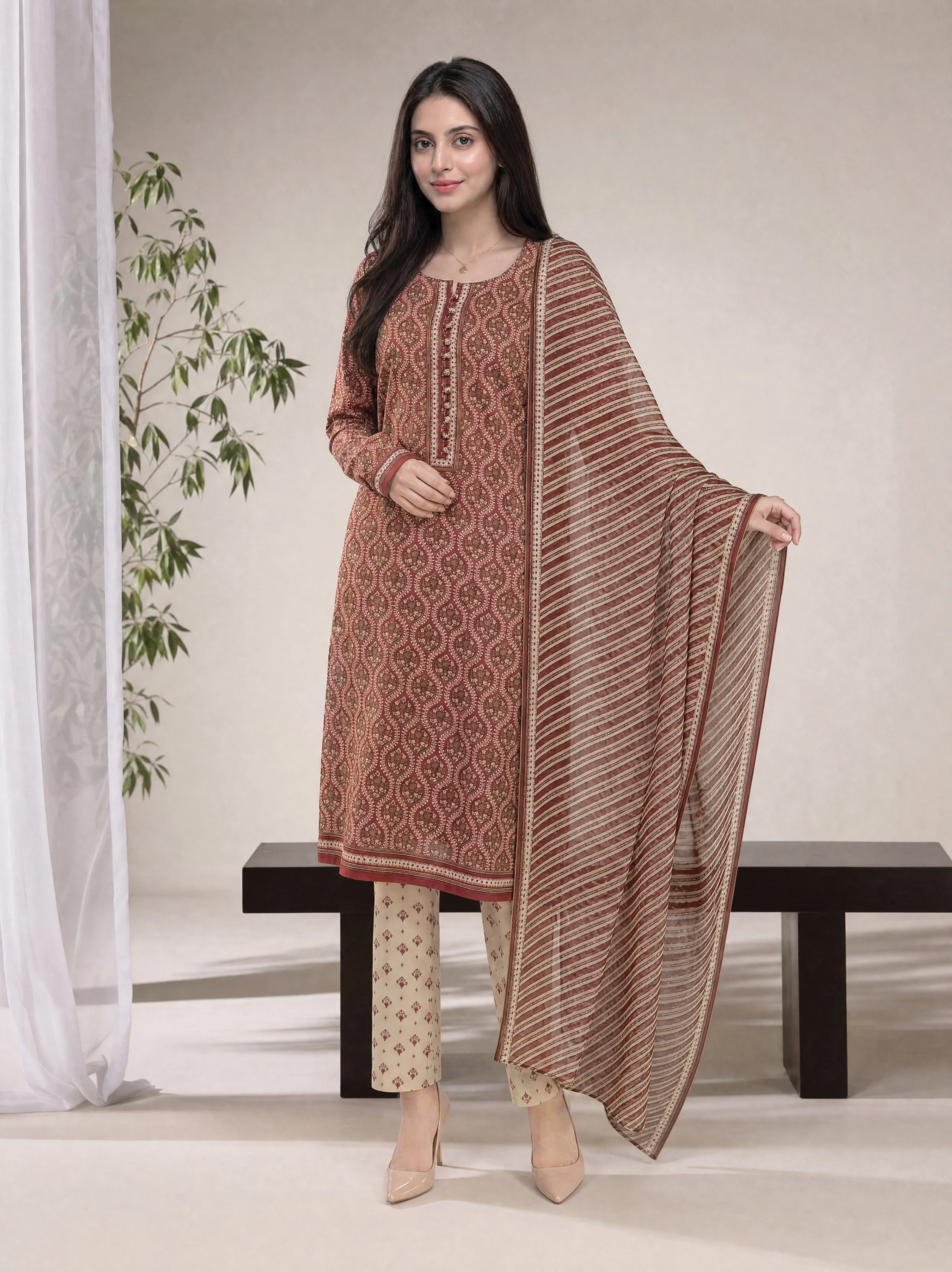 Sefa 3pcs Un-Stitched Printed Lawn [D-4144]
