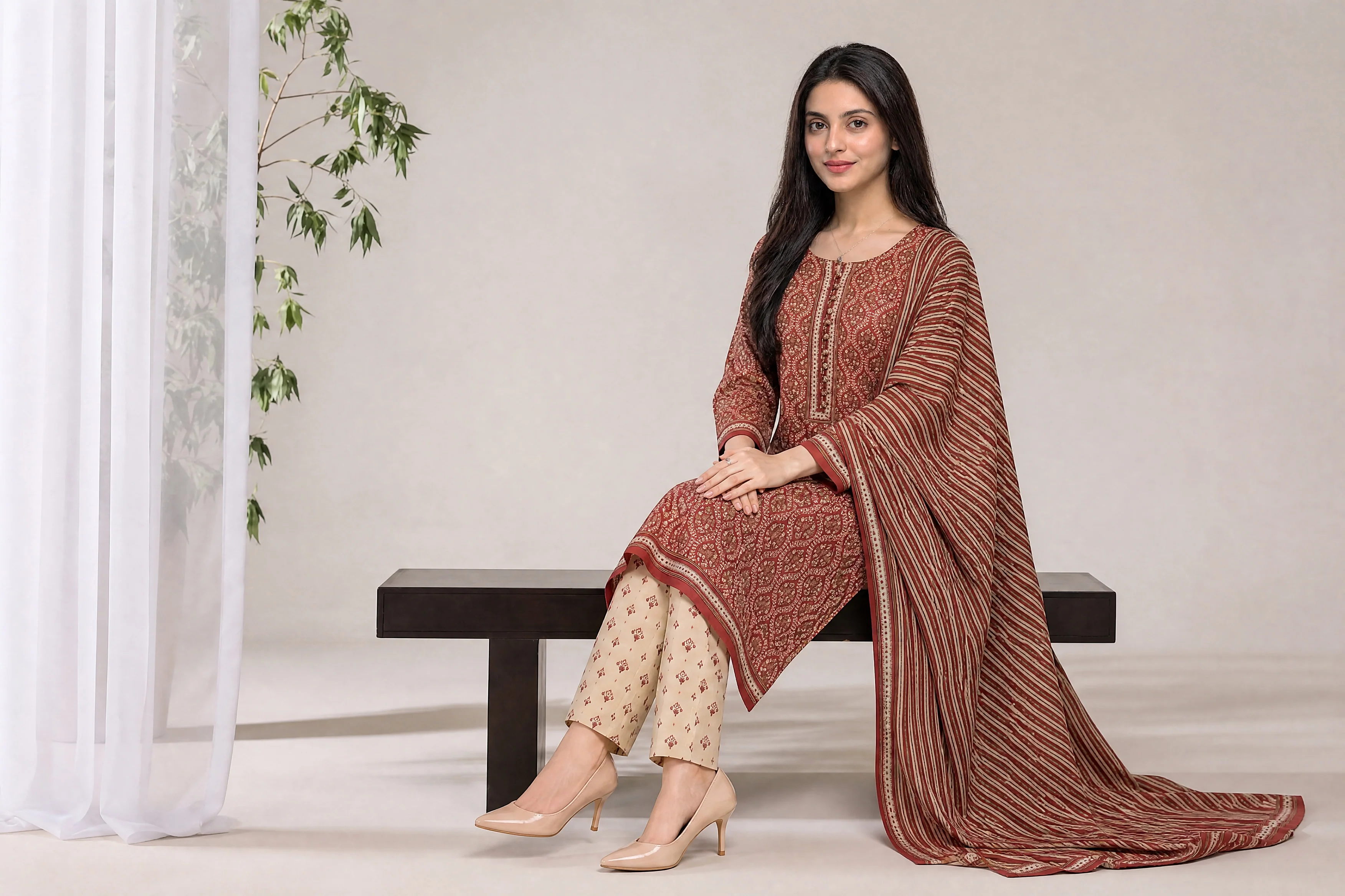 Sefa 3pcs Un-Stitched Printed Lawn [D-4144] - Image 4