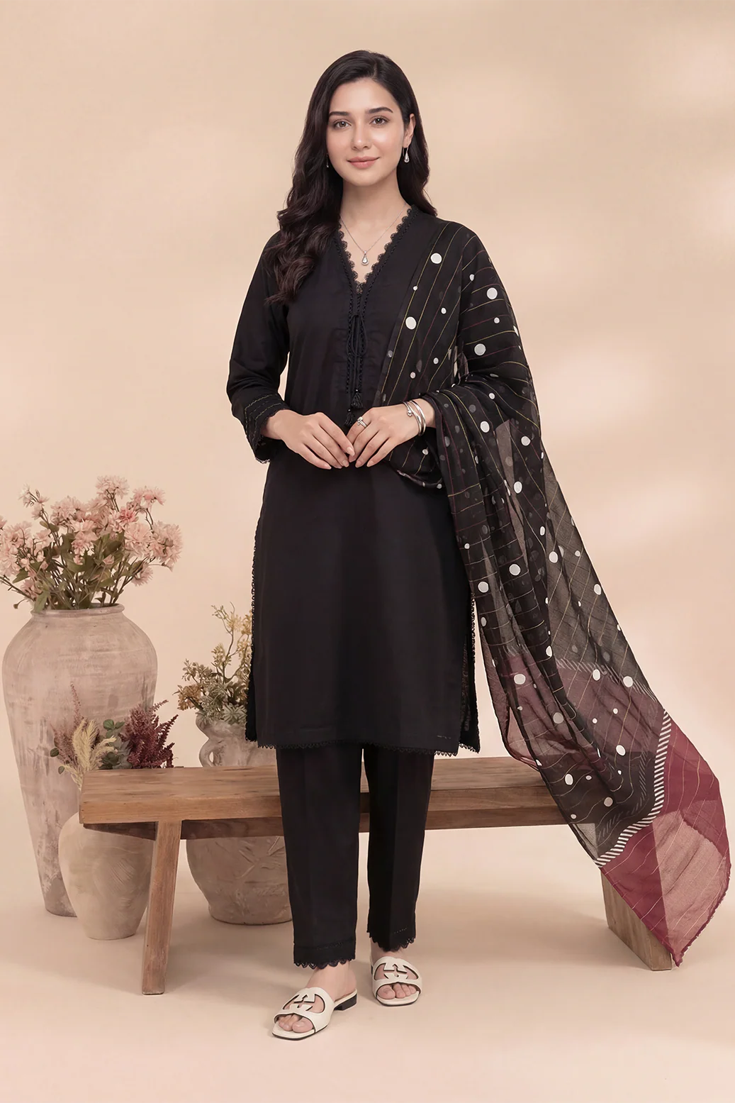 Guldaan 3pcs Stitched Solid Cotton [D-4206]