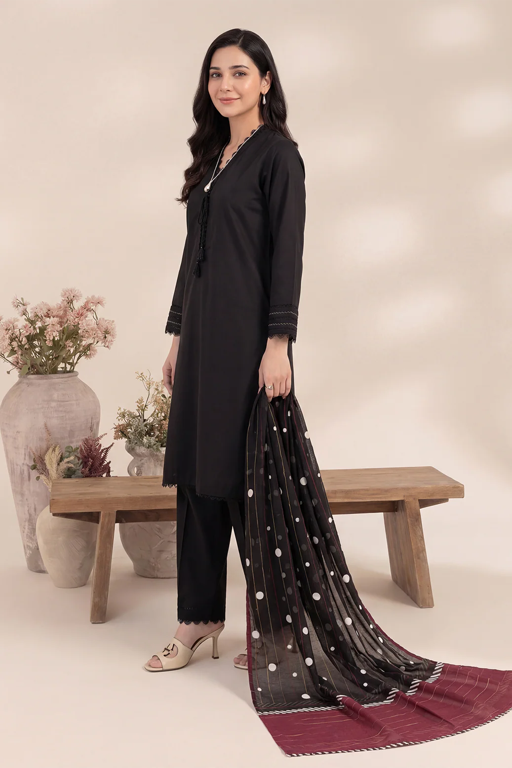 Guldaan 3pcs Stitched Solid Cotton [D-4206] - Image 2