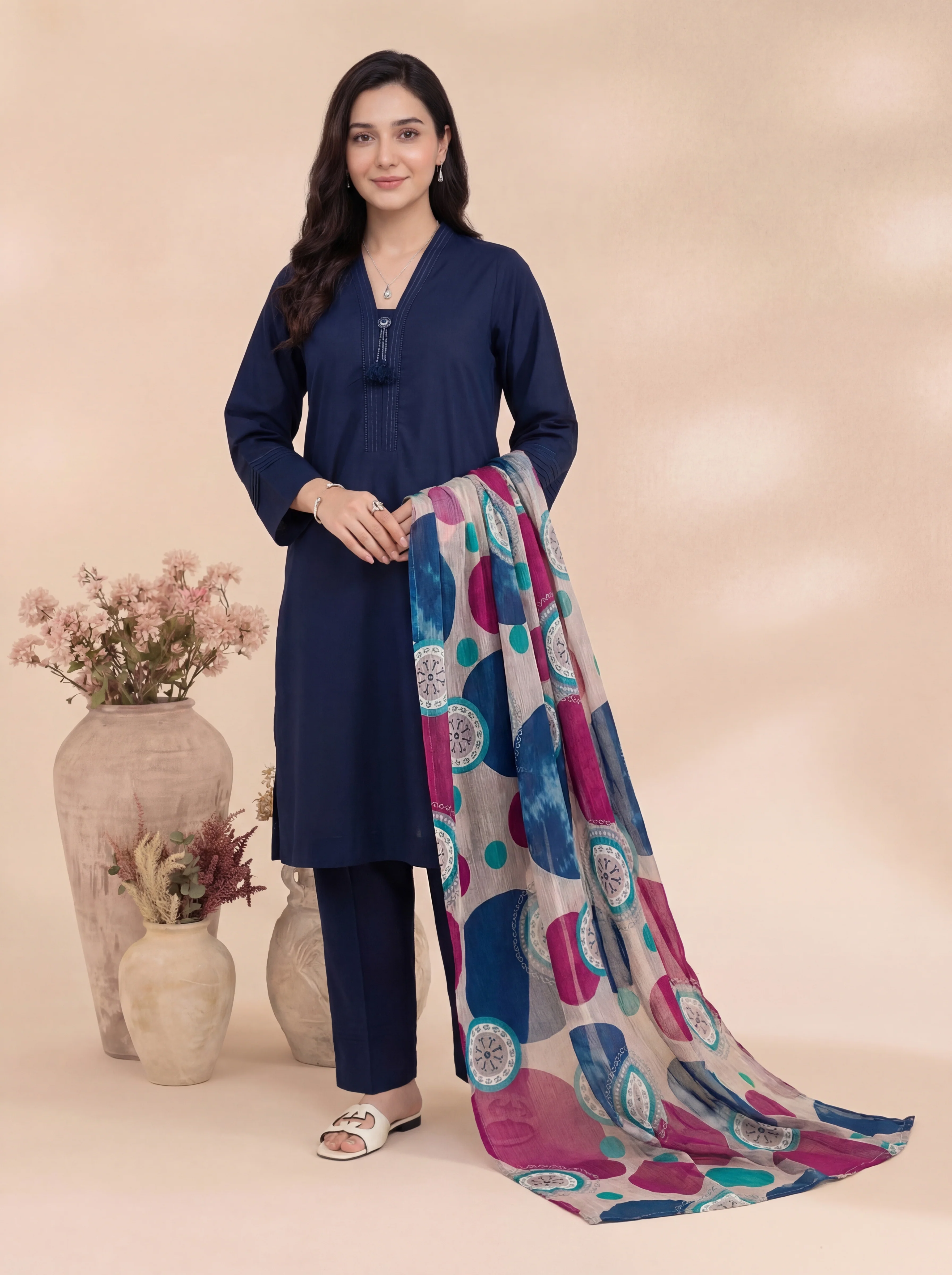 Guldaan 3pcs Stitched Solid Cotton [D-4487]