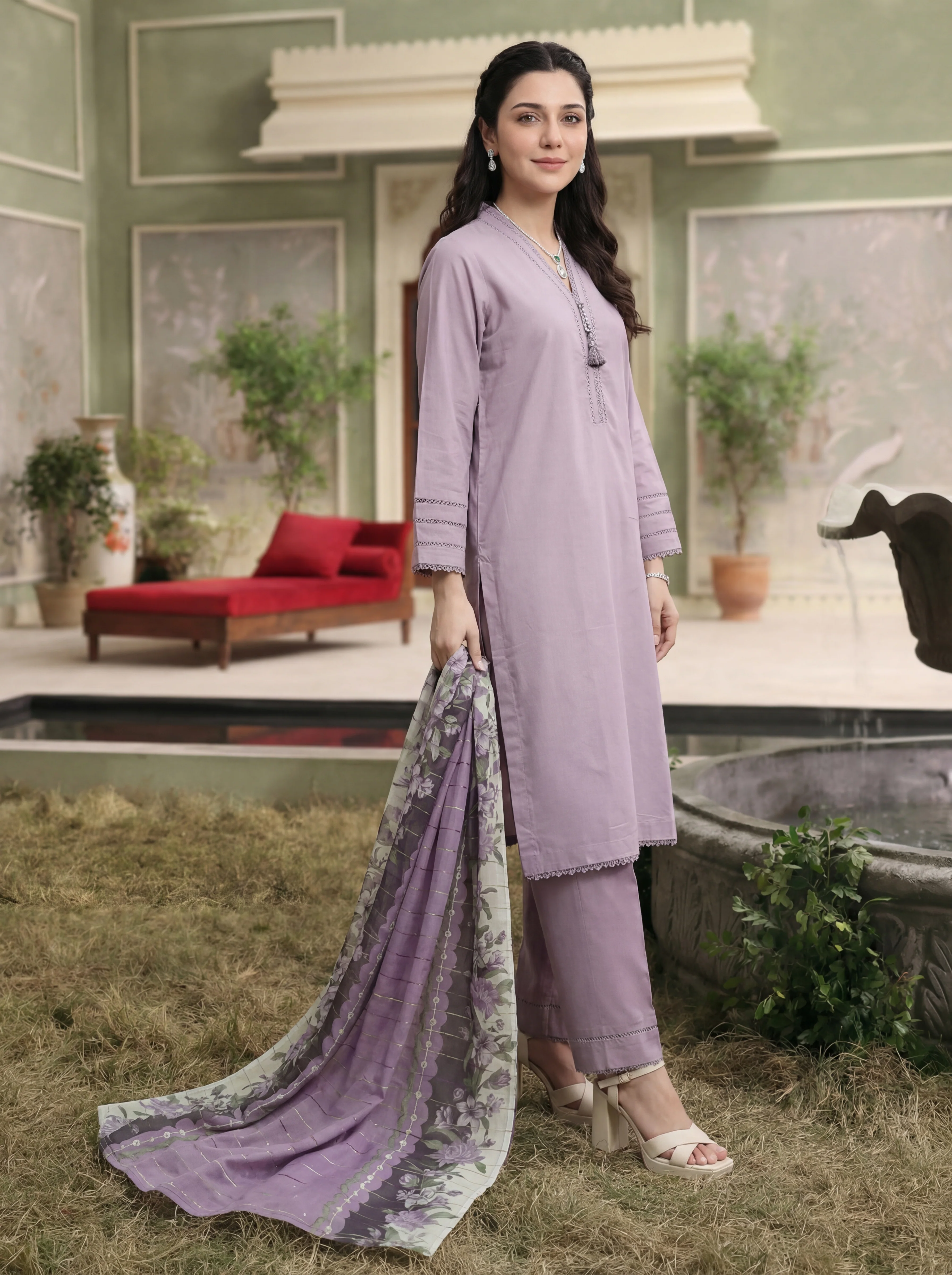 Isola 3pcs Stitched Solid Cotton [D-4492] - Image 2