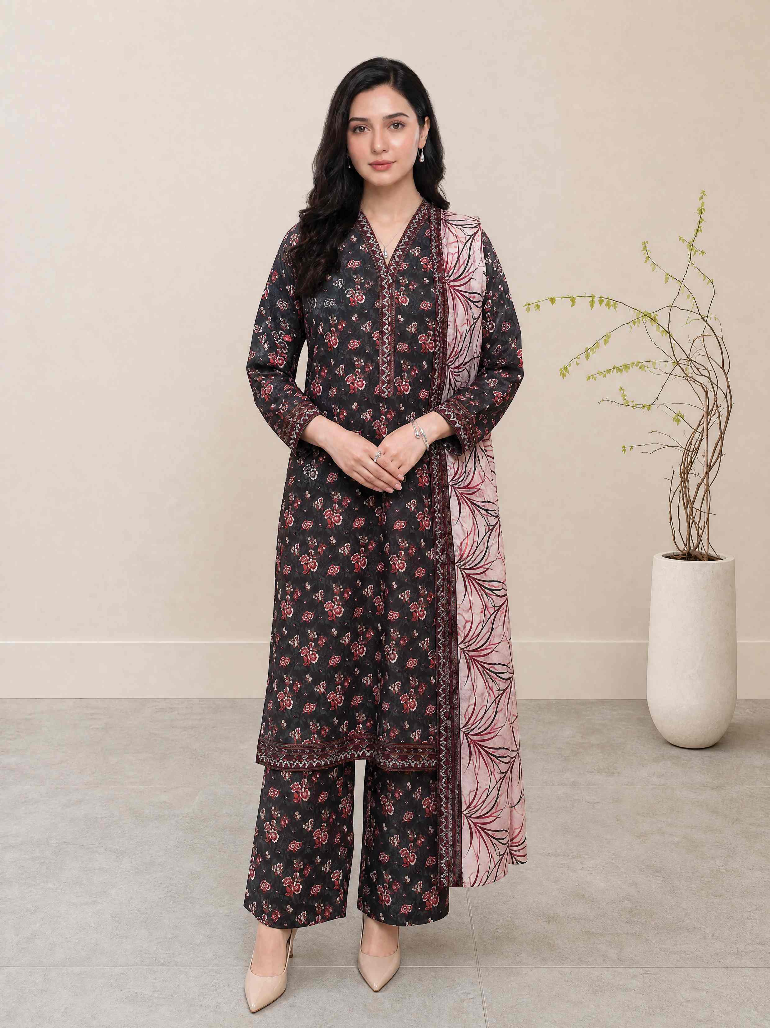 Melis 3pcs Un-Stitched Printed Lawn [D-4575]