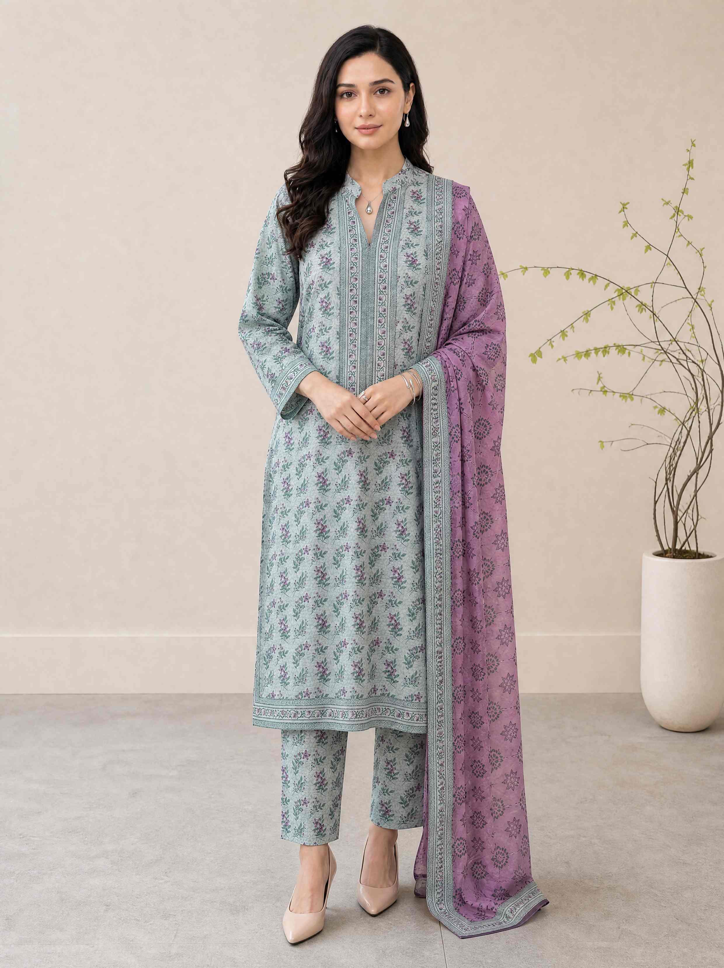 Melis 3pcs Un-Stitched Printed Lawn [D-4576]