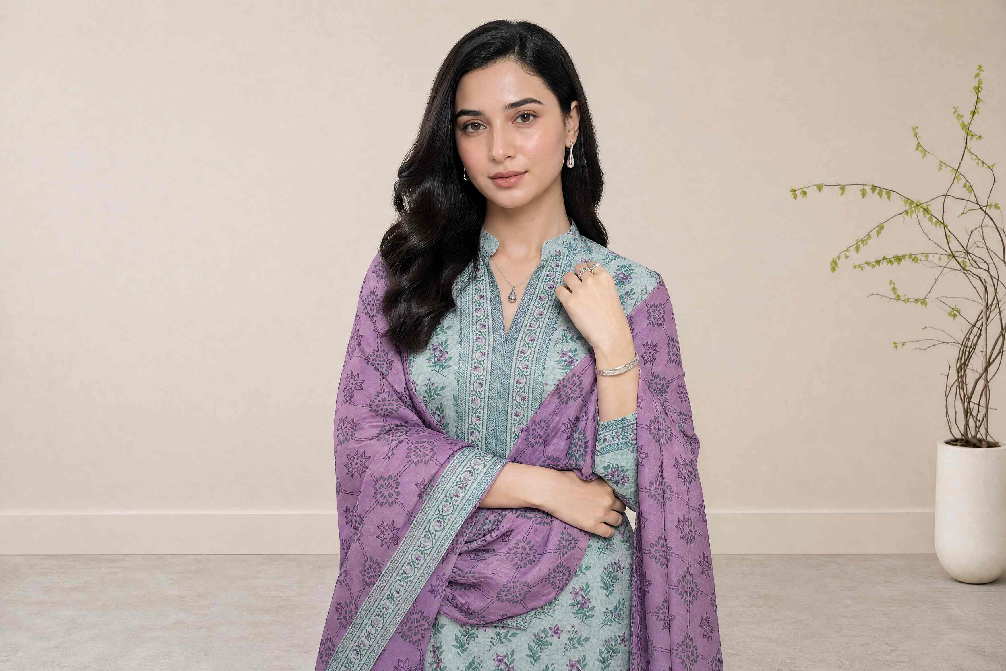 Melis 3pcs Un-Stitched Printed Lawn [D-4576] - Image 4