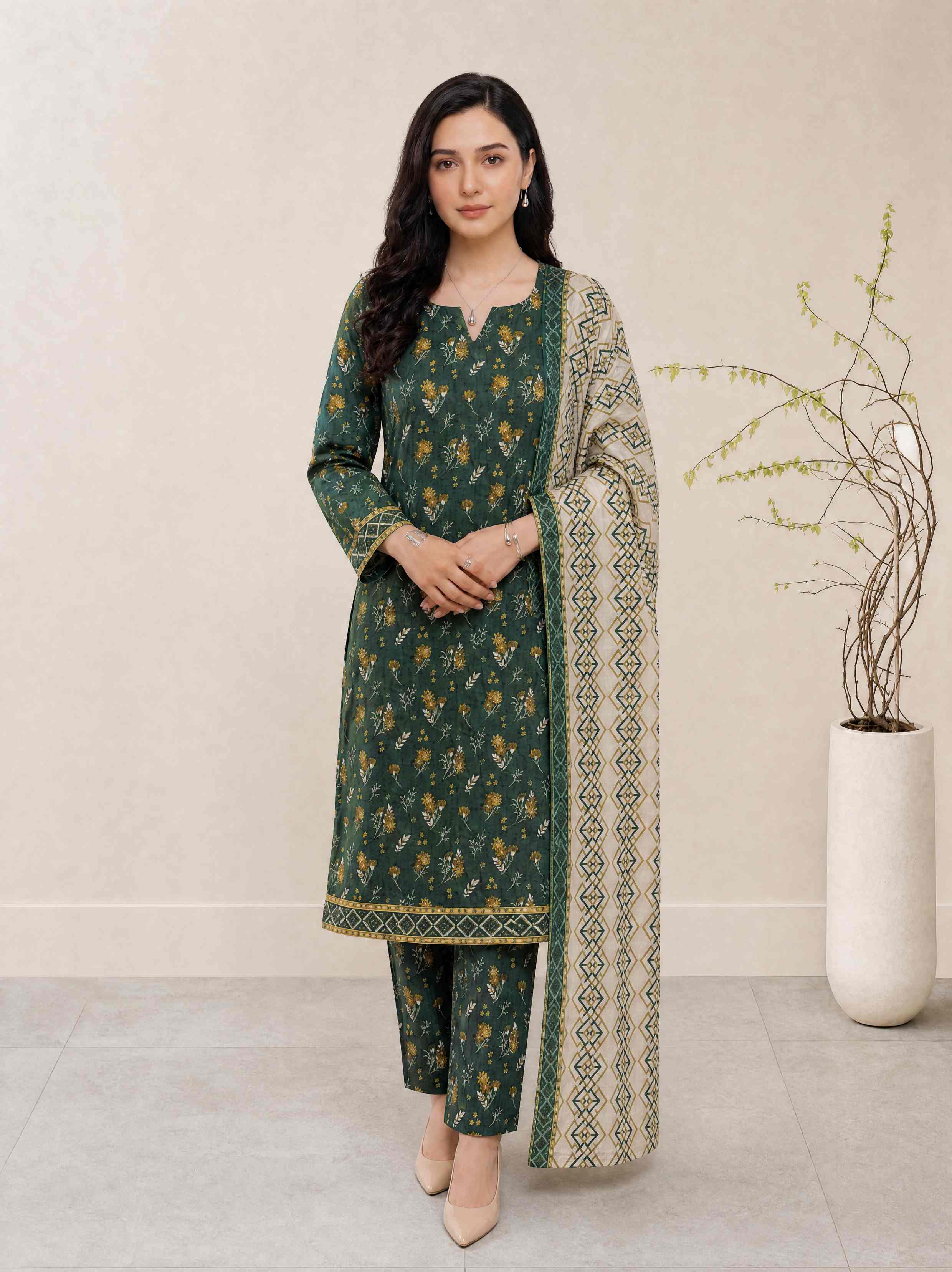 Melis 3pcs Un-Stitched Printed Lawn [D-4580]